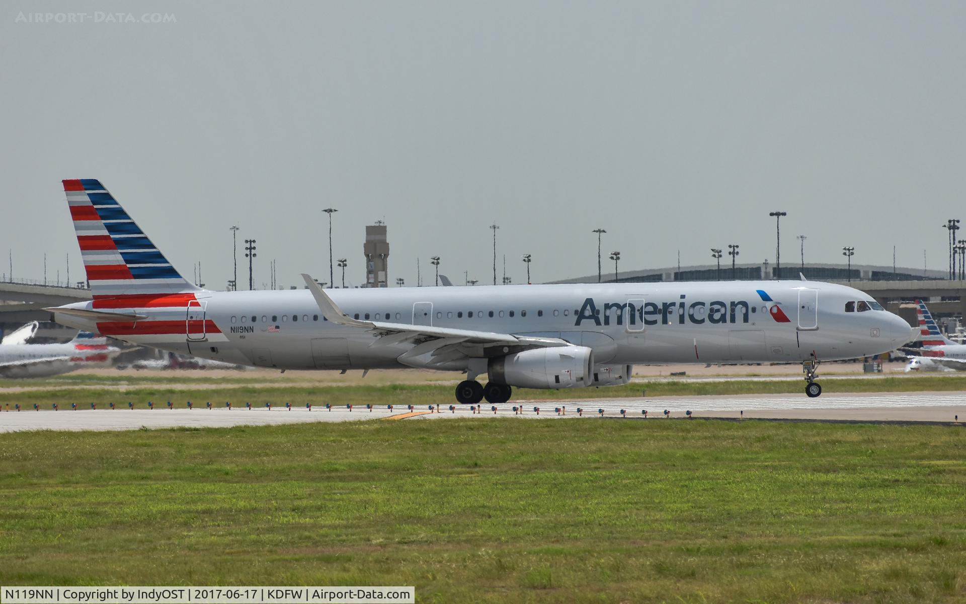 N119NN, 2014 Airbus A321-231 C/N 6222, American Airbus A321 preparing for take off out of Dallas/Fort Worth International Airport on 17 Jun 2017.