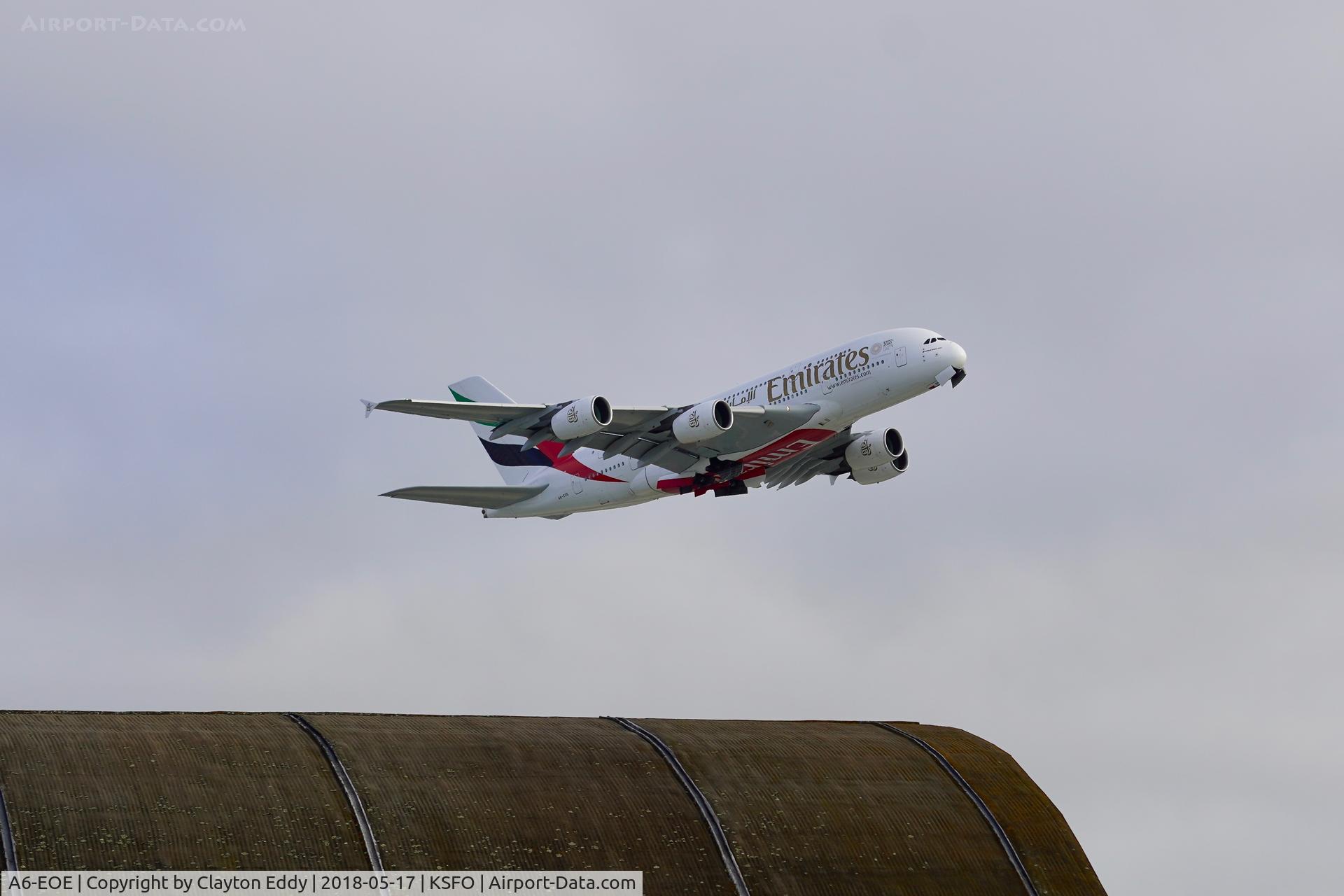 A6-EOE, 2014 Airbus A380-861 C/N 169, SFO 2018.