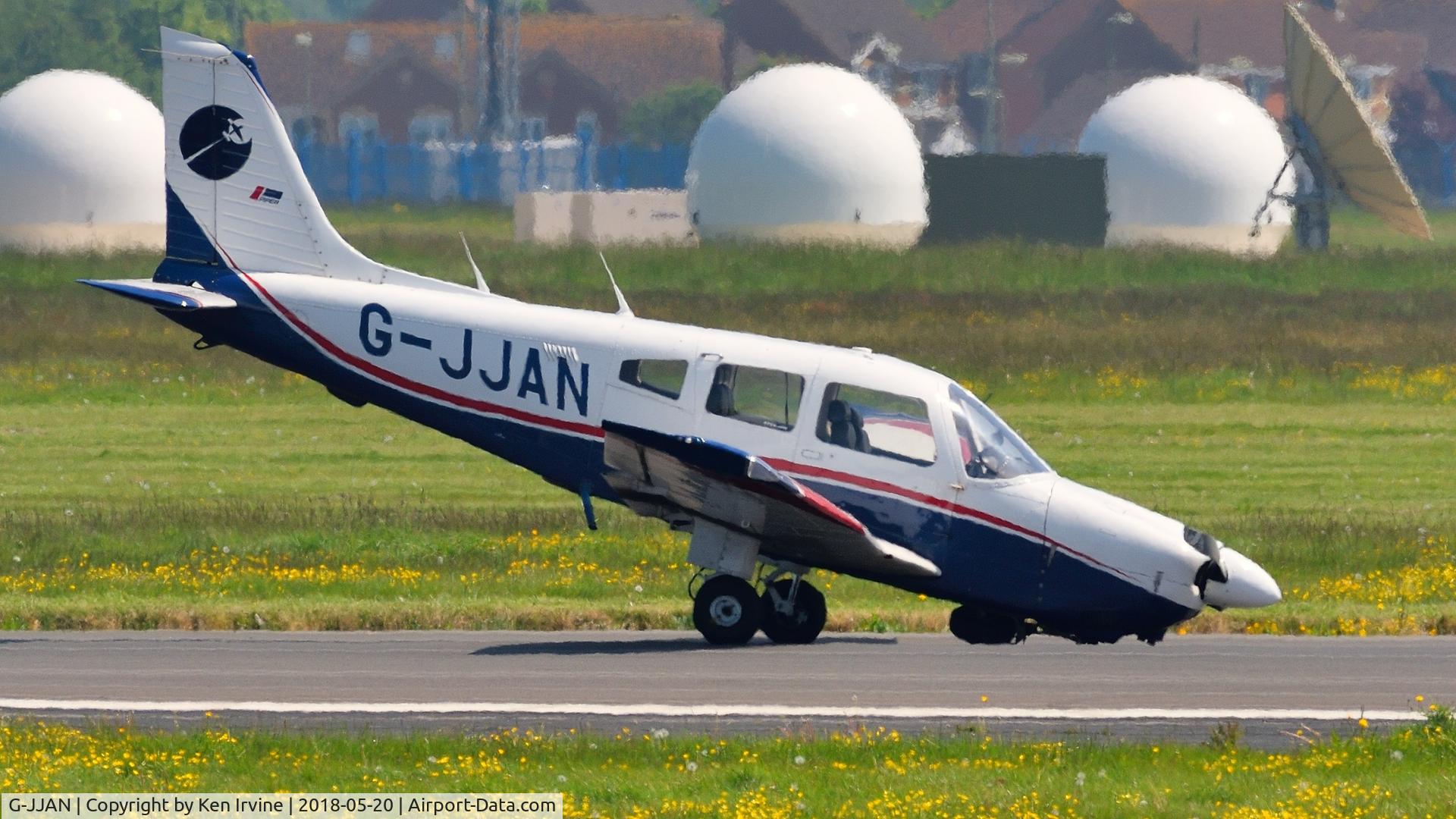 G-JJAN, 1986 Piper PA-28-181 Cherokee Archer II C/N 28-90007, Lost the front leg on landing. Daedalus airport, Lee on Solent, 20/5/18