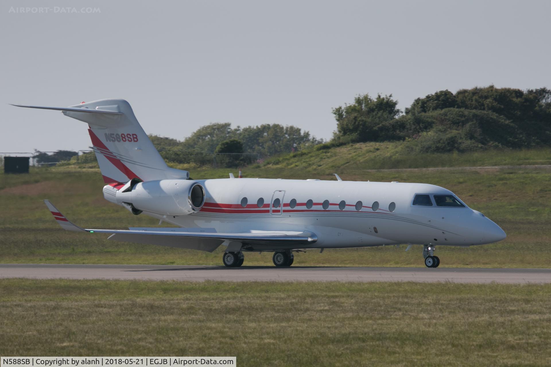 N588SB, 2014 Israel Aircraft Industries Gulfstream G280 C/N 2052, Arriving at Guernsey after a transatlantic flight