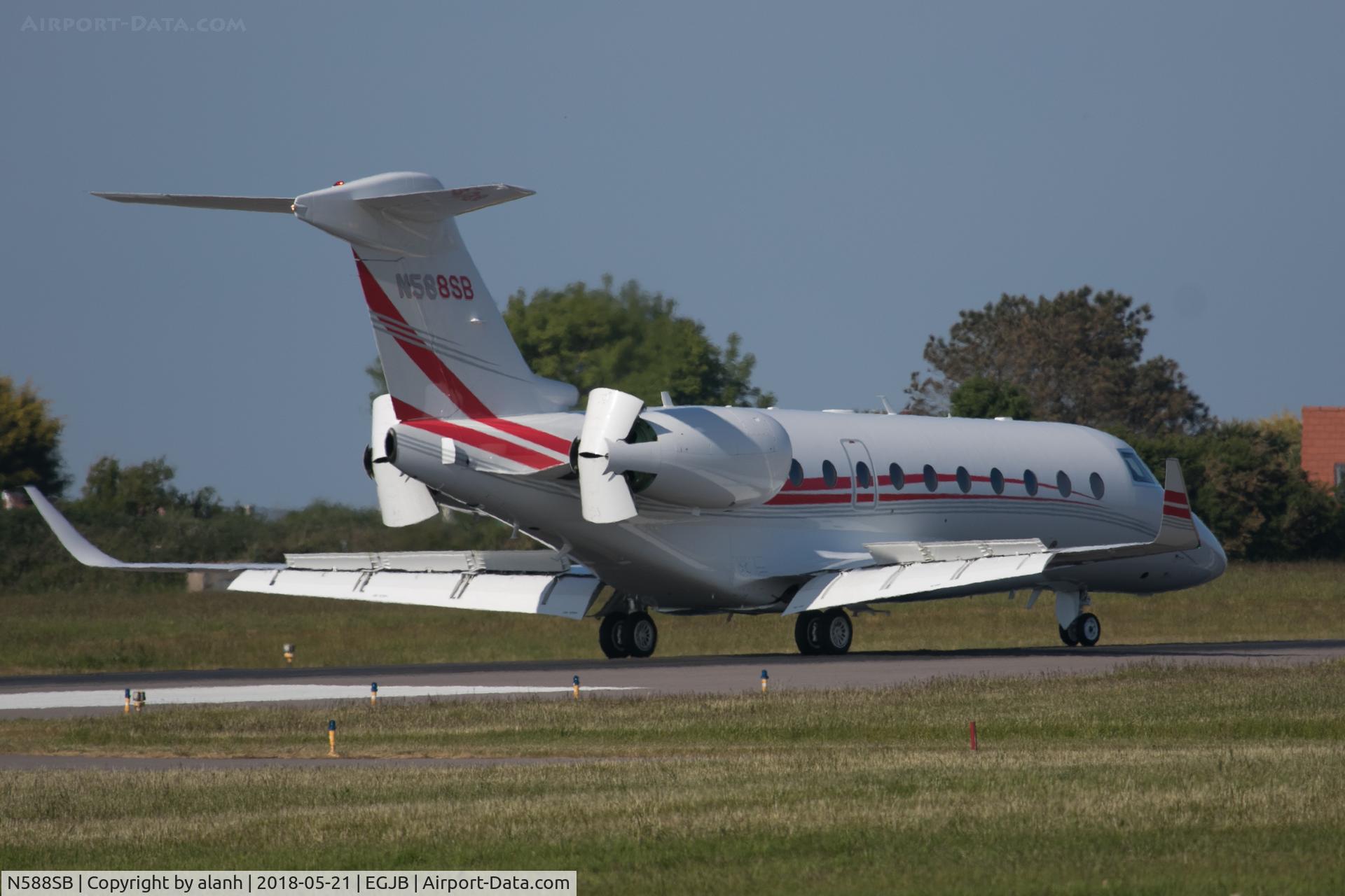 N588SB, 2014 Israel Aircraft Industries Gulfstream G280 C/N 2052, Arriving at Guernsey after a transatlantic crossing