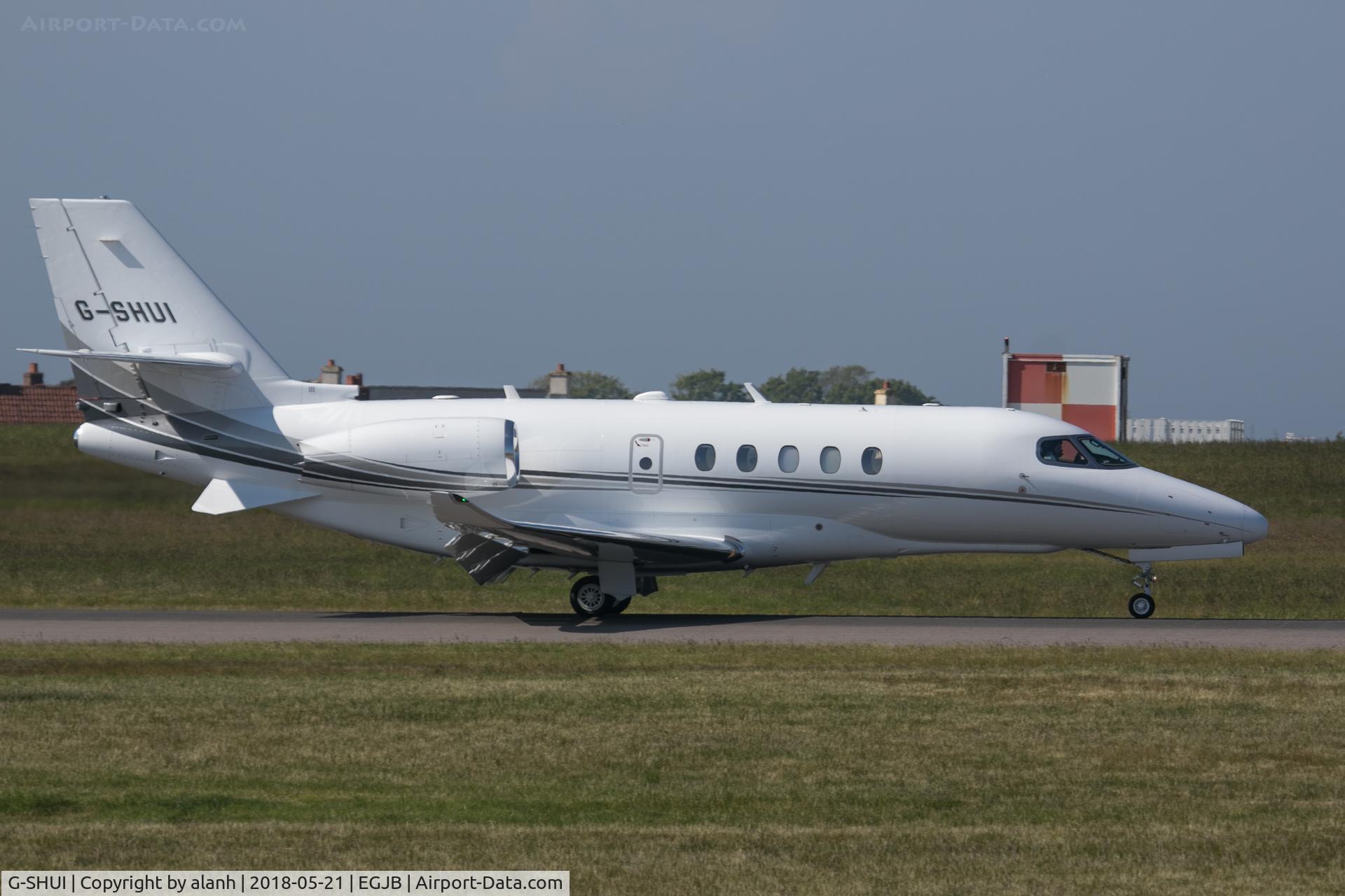G-SHUI, 2017 Cessna 680A Citation Latitude C/N 680A-0102, Arriving on 09 at Guernsey