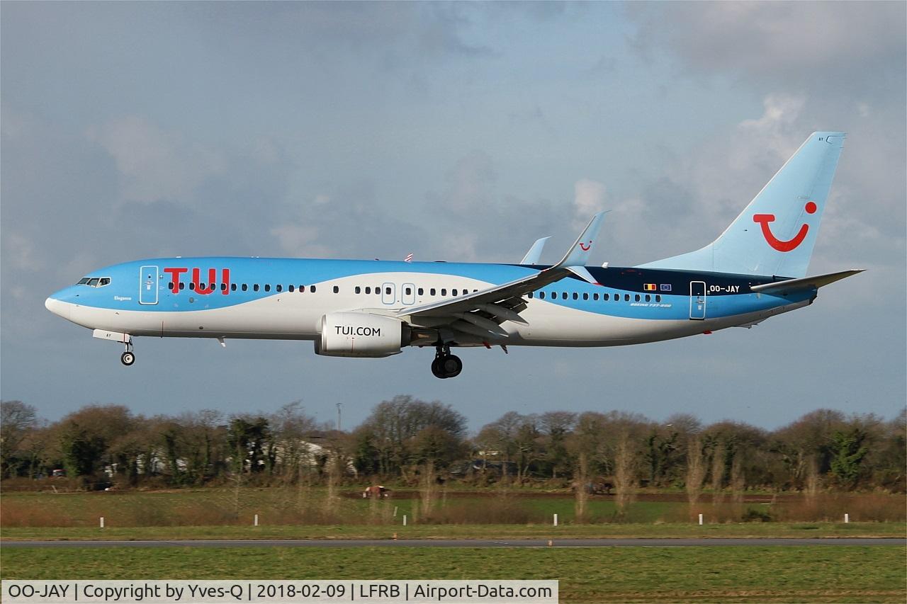 OO-JAY, 2013 Boeing 737-8K5 C/N 40944, Boeing 737-8K5, On final rwy 25L, Brest-Bretagne airport (LFRB-BES)