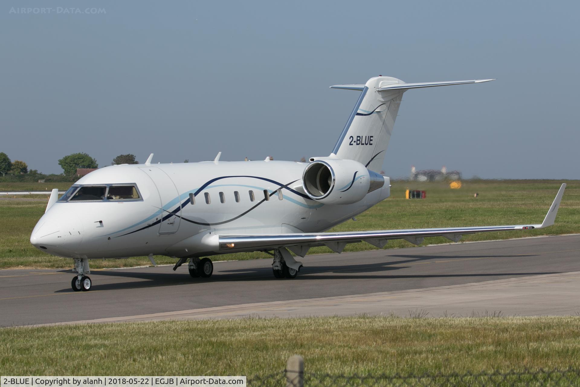 2-BLUE, 1993 Bombardier Challenger 601-3A (CL-600-2B16) C/N 5129, Taxiing for departure, Guernsey
