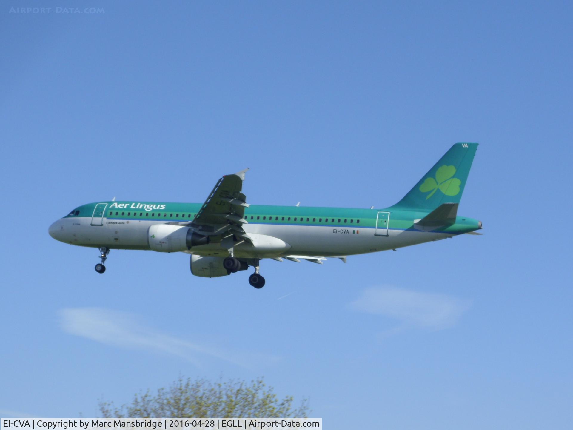EI-CVA, 2000 Airbus A320-214 C/N 1242, Landing runway 27L at Heathrow airport EGLL