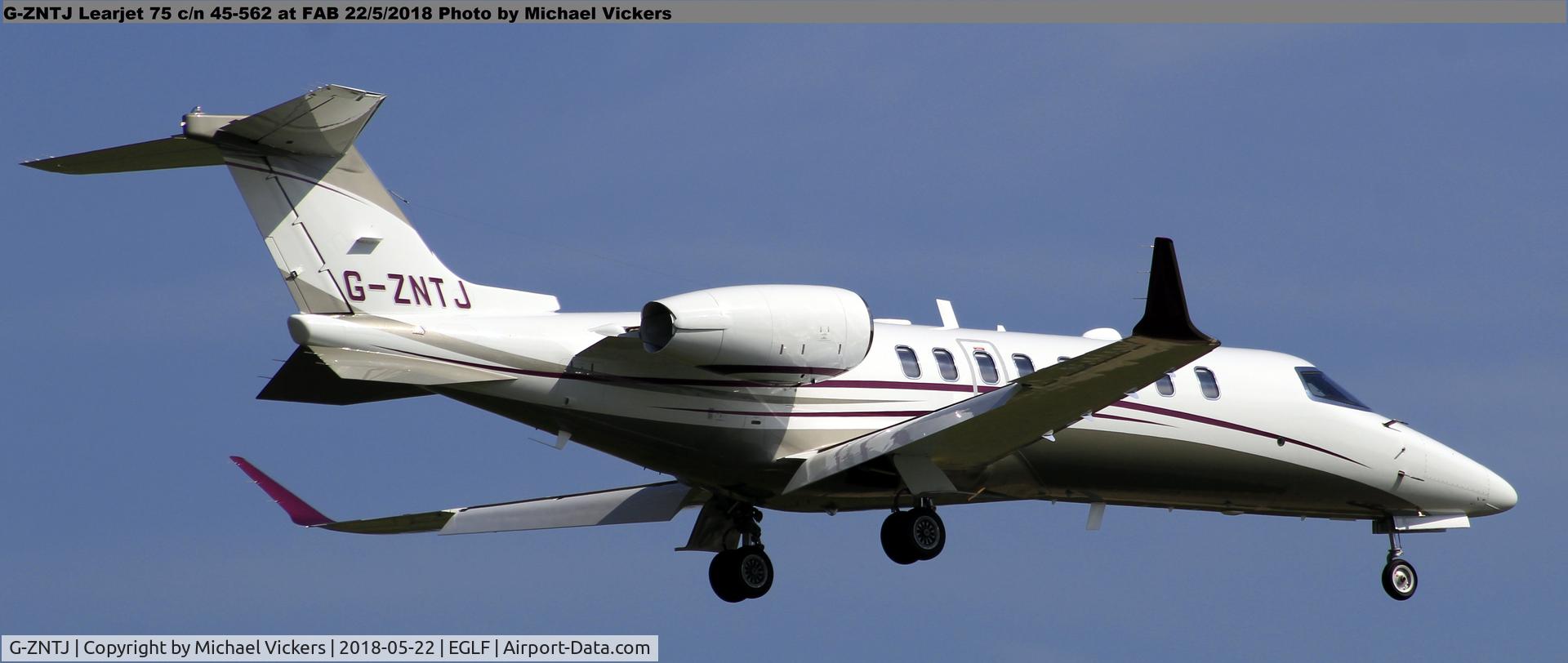 G-ZNTJ, 2018 Learjet 45 C/N 45-562, Landing runway 06