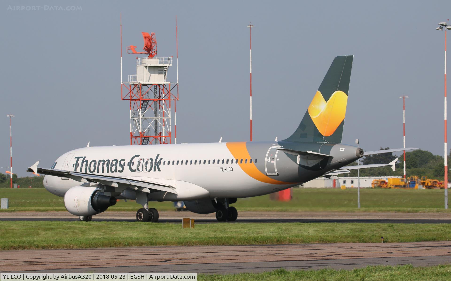 YL-LCO, 2002 Airbus A320-214 C/N 1873, Departing NWI on the first day of the summer season weekly flight to Dalaman
