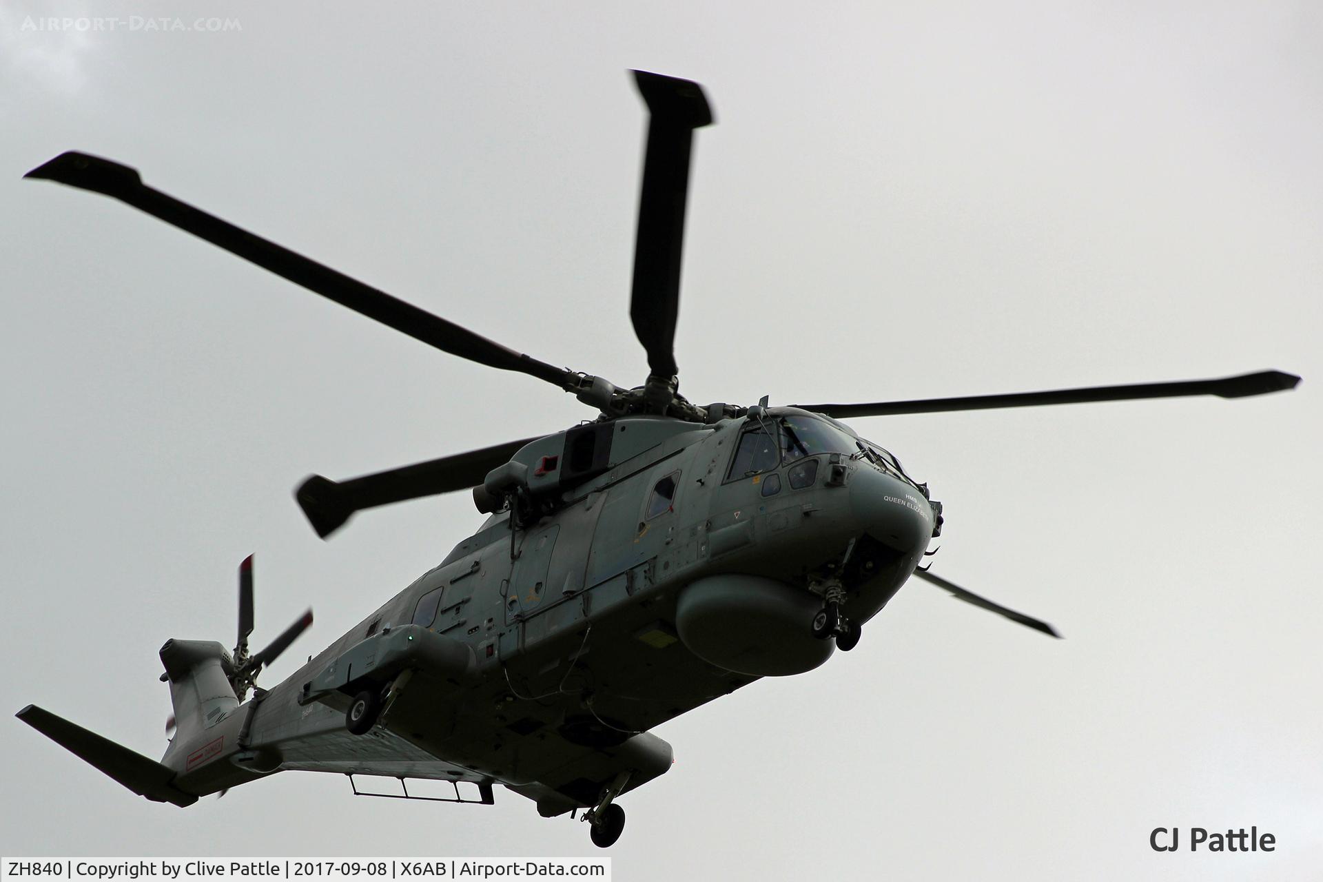 ZH840, AgustaWestland EH-101 Merlin HM1 (Mk111) C/N 50085/RN20, Pictured on lift off from RM Condor, Arbroath