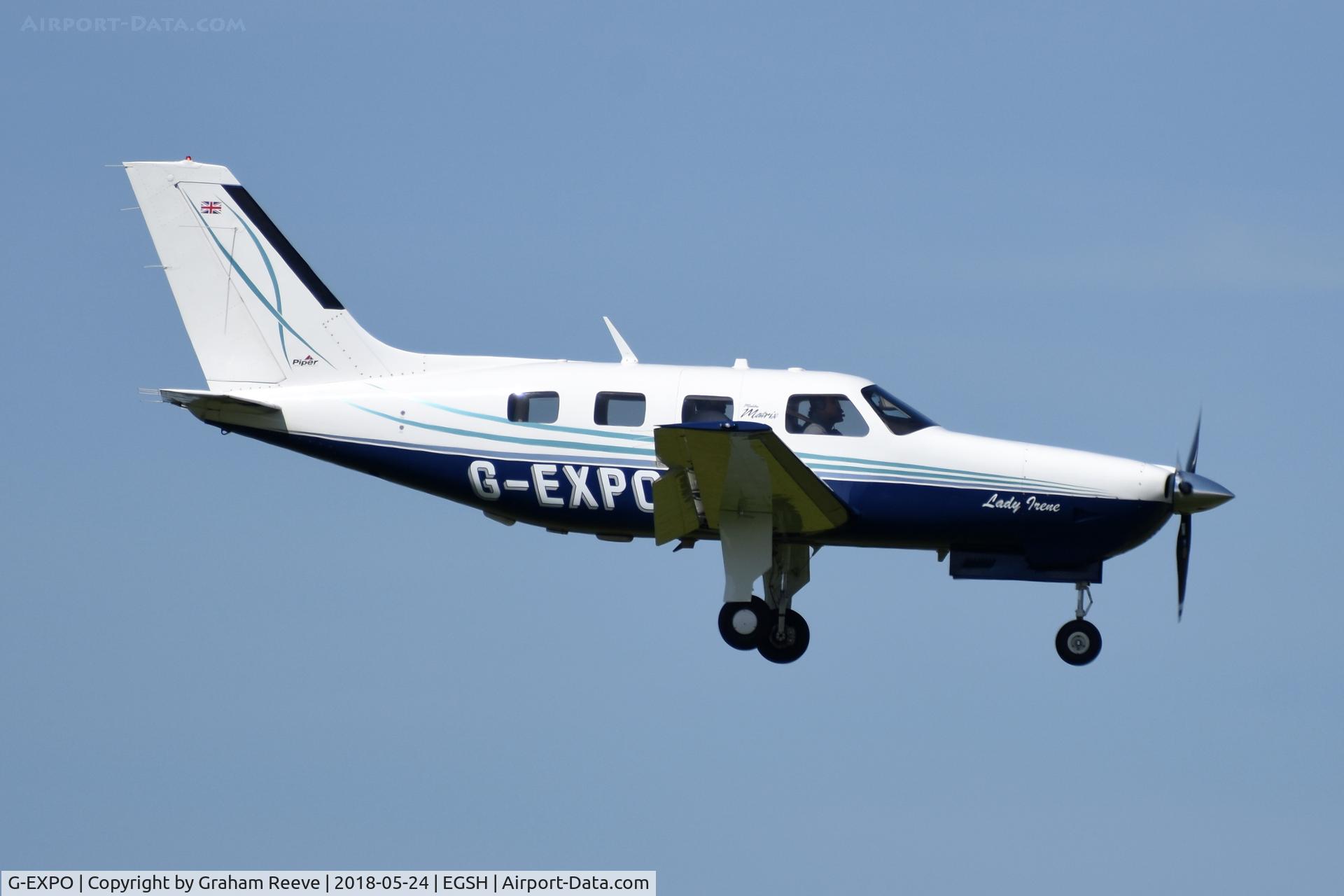G-EXPO, 2010 Piper PA-46R-350T Malibu Matrix C/N 46-92138, Landing at Norwich.