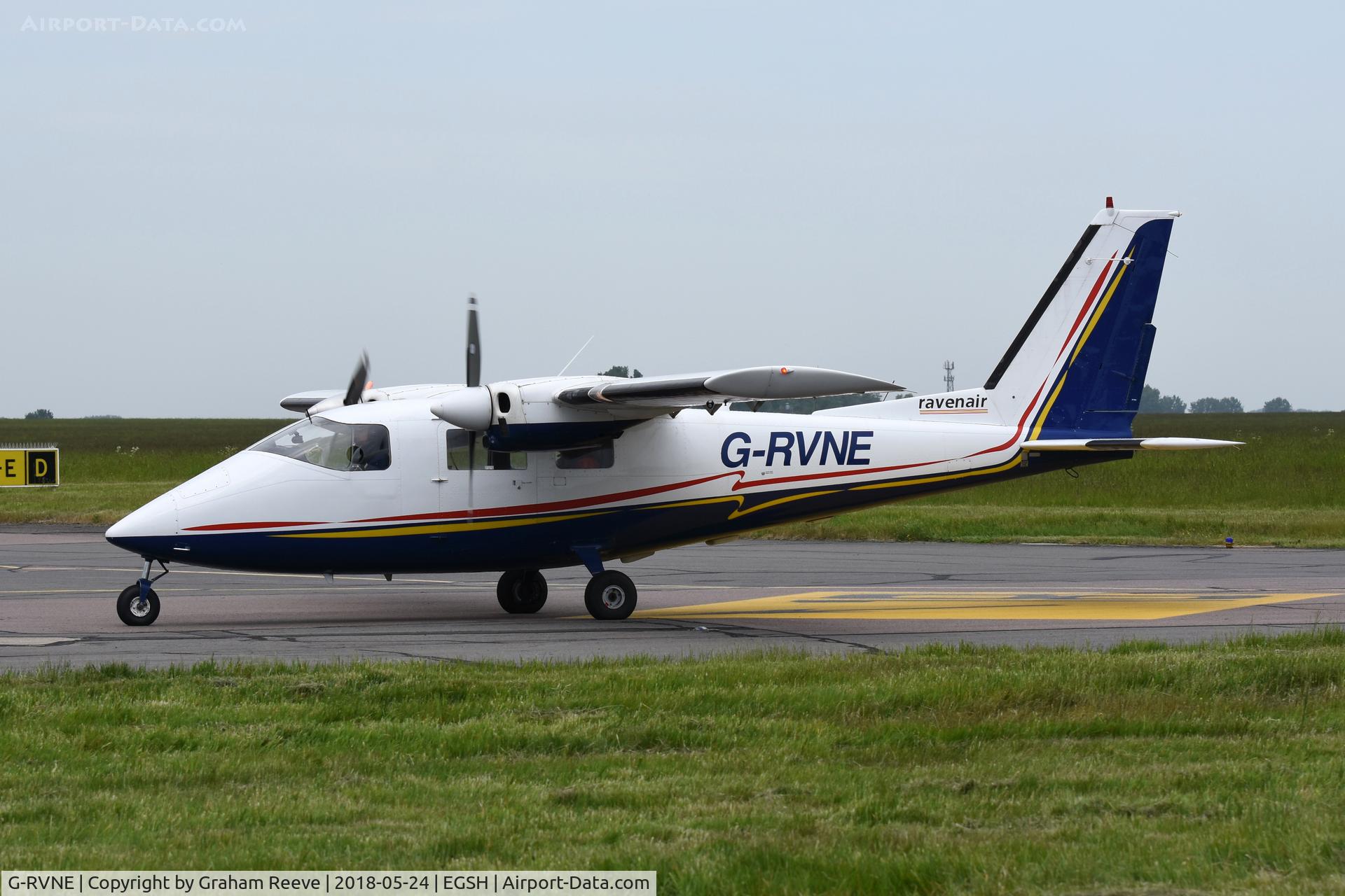 G-RVNE, 1977 Partenavia P-68B C/N 101, Just landed at Norwich.