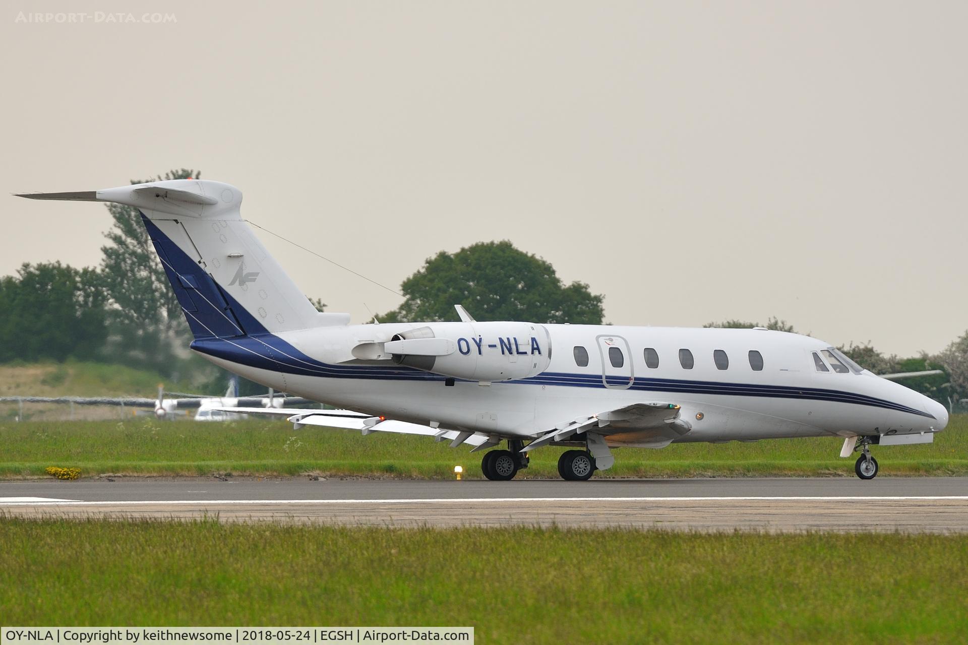 OY-NLA, 1984 Cessna 650 Citation III C/N 650-0070, Leaving damp Norwich.