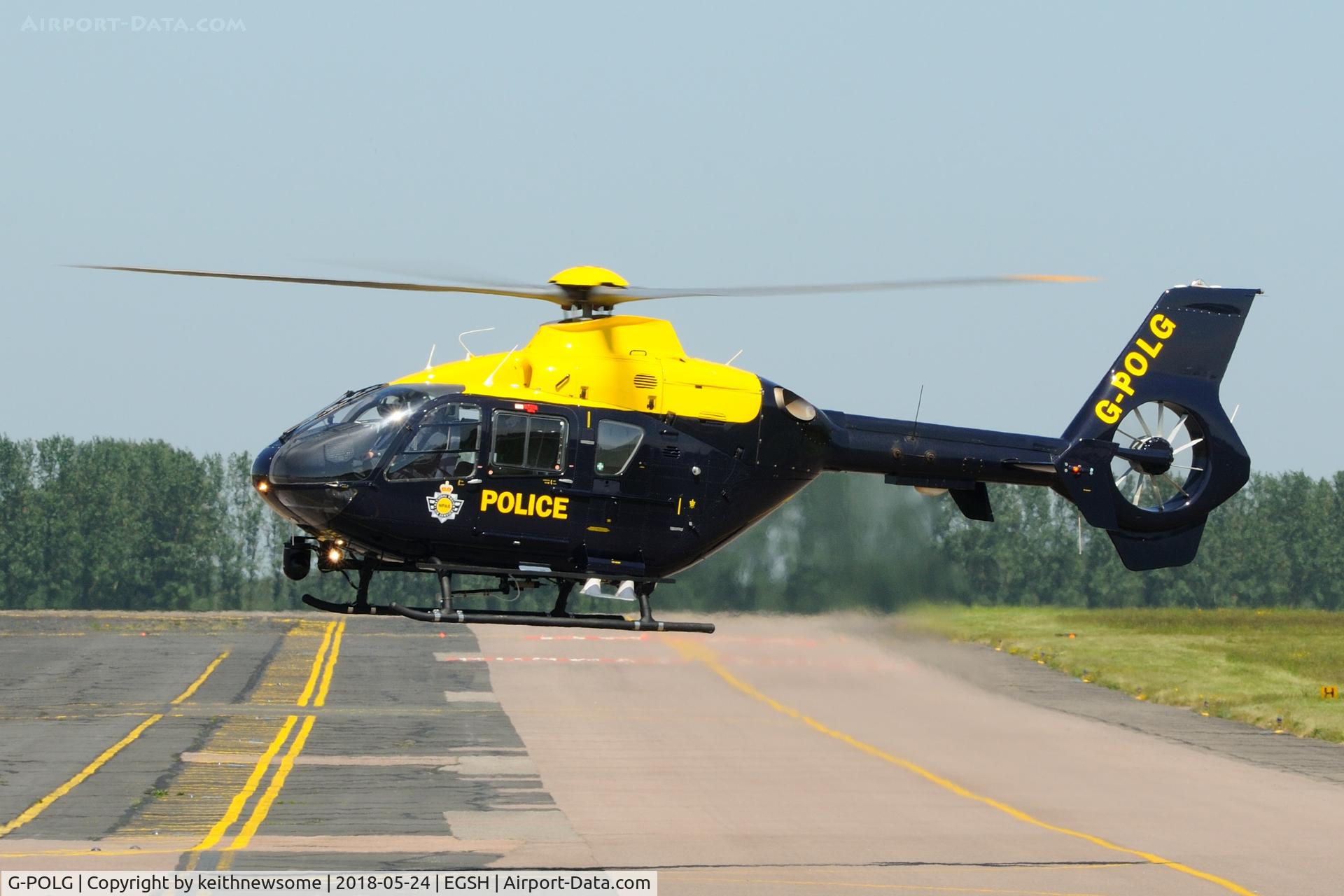 G-POLG, 2002 Eurocopter EC-135T-2+ C/N 0228, 'Police 35' arriving for fuel.