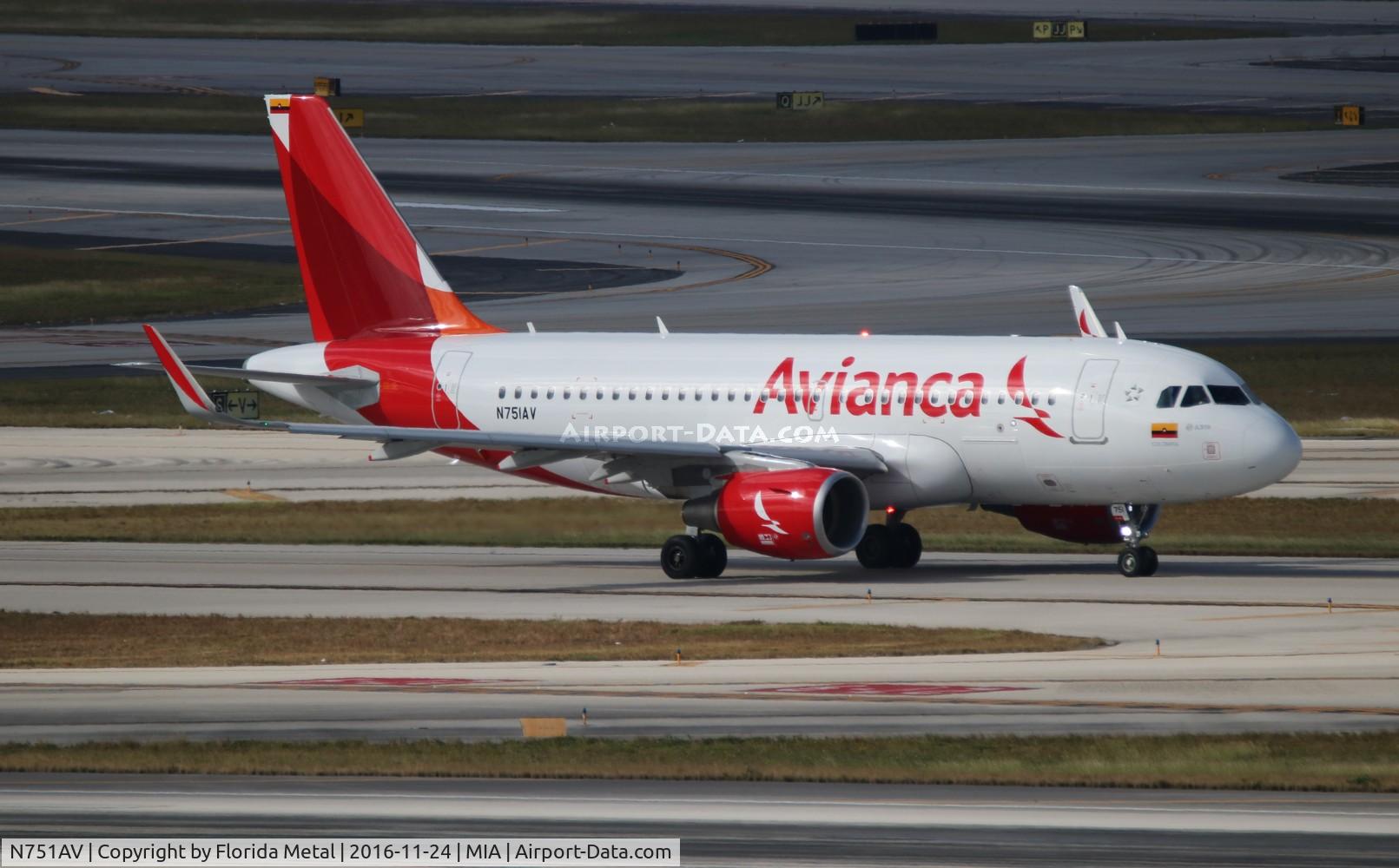 N751AV, 2016 Airbus A319-115 C/N 7284, Avianca