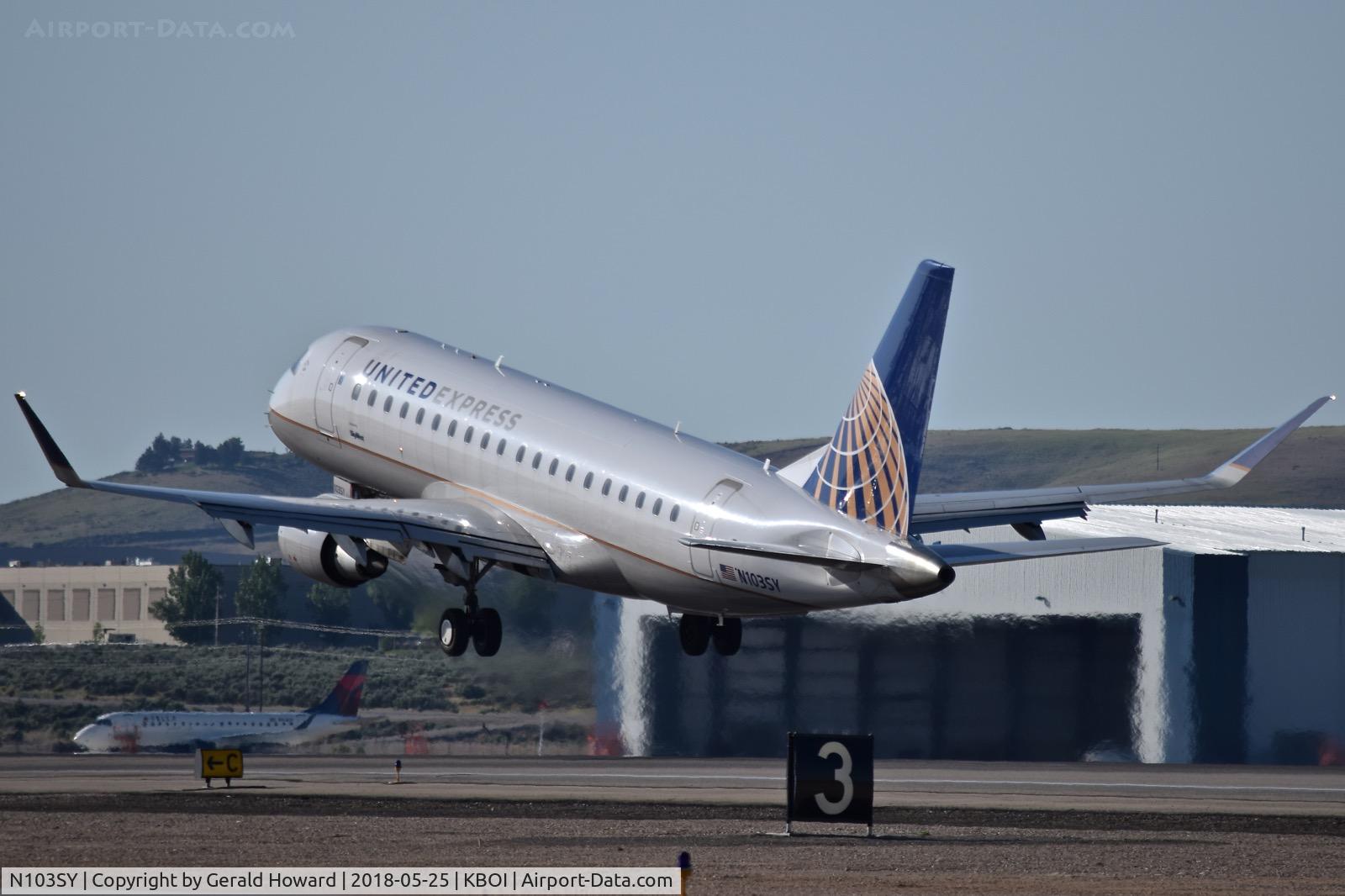 N103SY, 2014 Embraer 175LR (ERJ-170-200LR) C/N 17000390, Take off from RWY 10L.