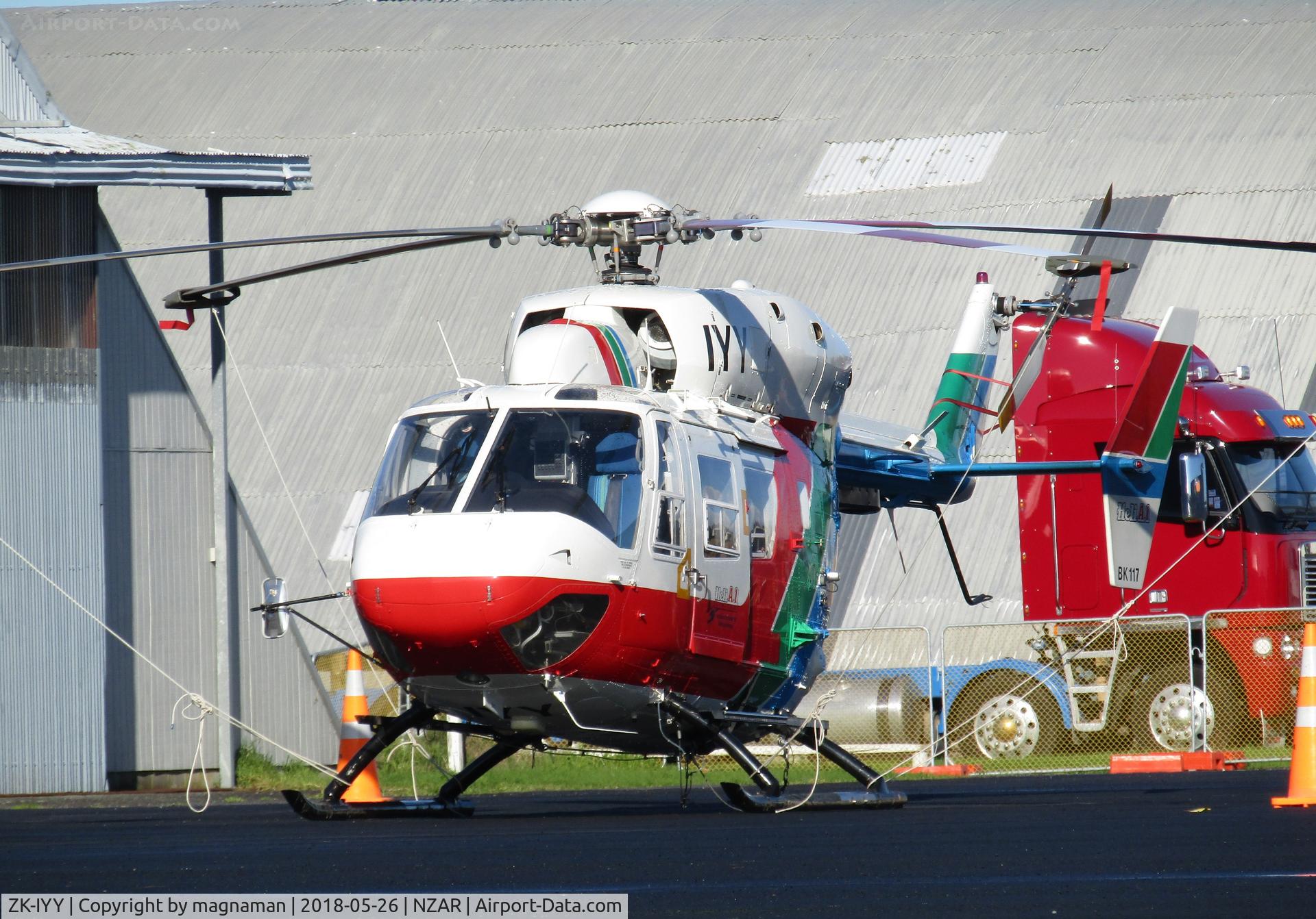 ZK-IYY, MBB-Kawasaki BK-117B-1 C/N 1106, on eastern apron