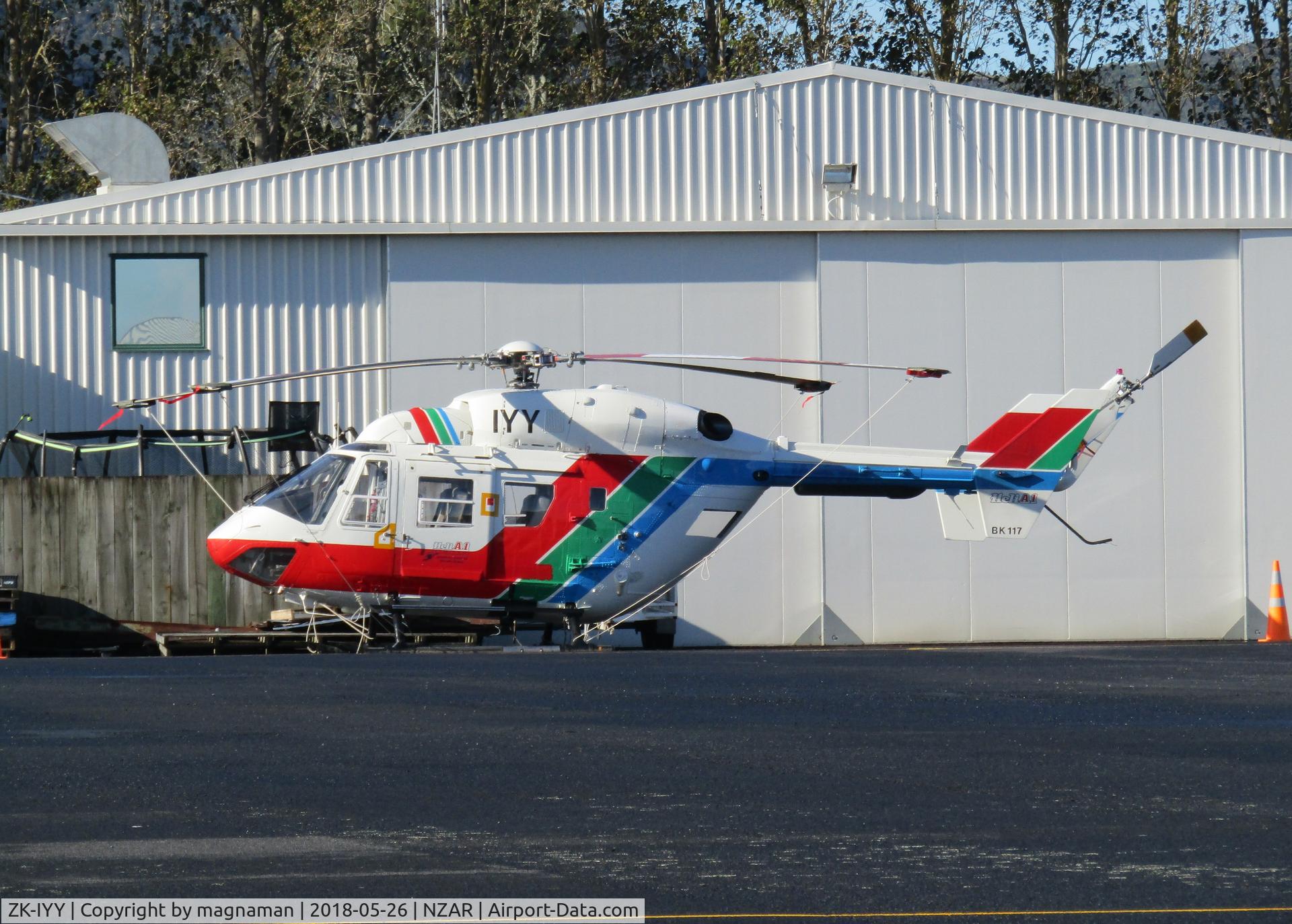 ZK-IYY, MBB-Kawasaki BK-117B-1 C/N 1106, chilly sunbathing - looks like still in previous c/s from pre-import days