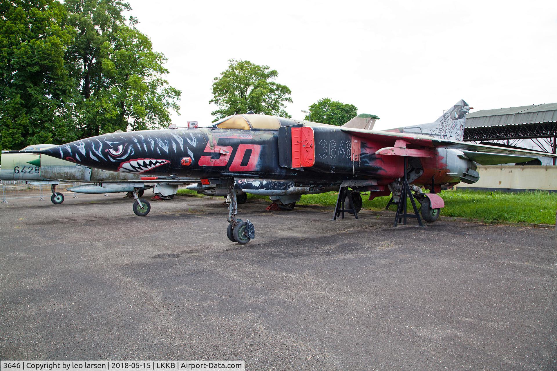 3646, Mikoyan-Gurevich MiG-23MF C/N 0390213646, Kbely Air Museum 15.5.2018,in service 1978-94 with 1160:49 airborne time.