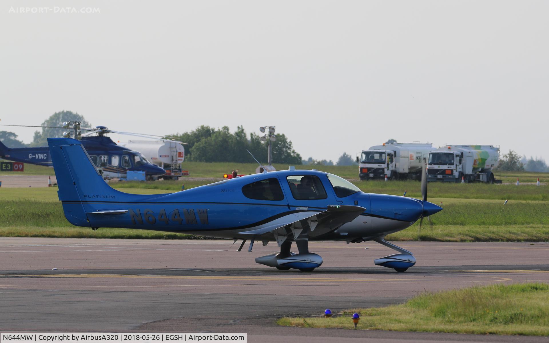 N644MW, 2016 Cirrus SR22T GTS C/N 1318, departing Norwich