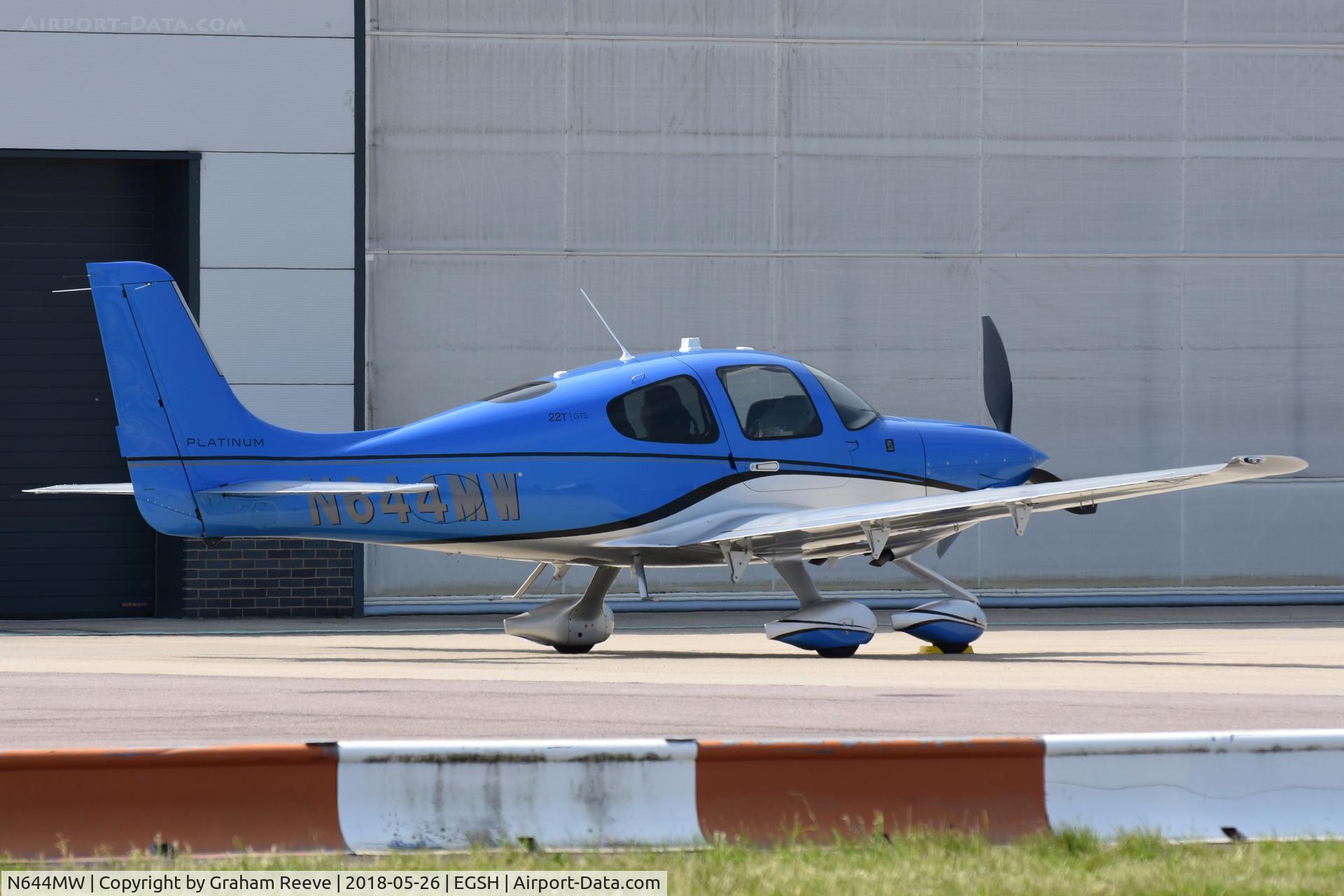 N644MW, 2016 Cirrus SR22T GTS C/N 1318, Parked at Norwich.