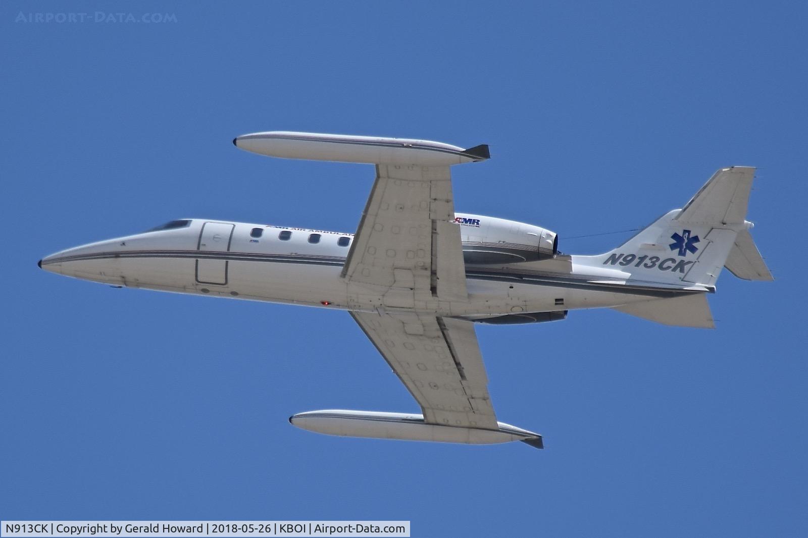 N913CK, 1975 Gates Learjet 35 C/N 013, Departing RWY 28R.