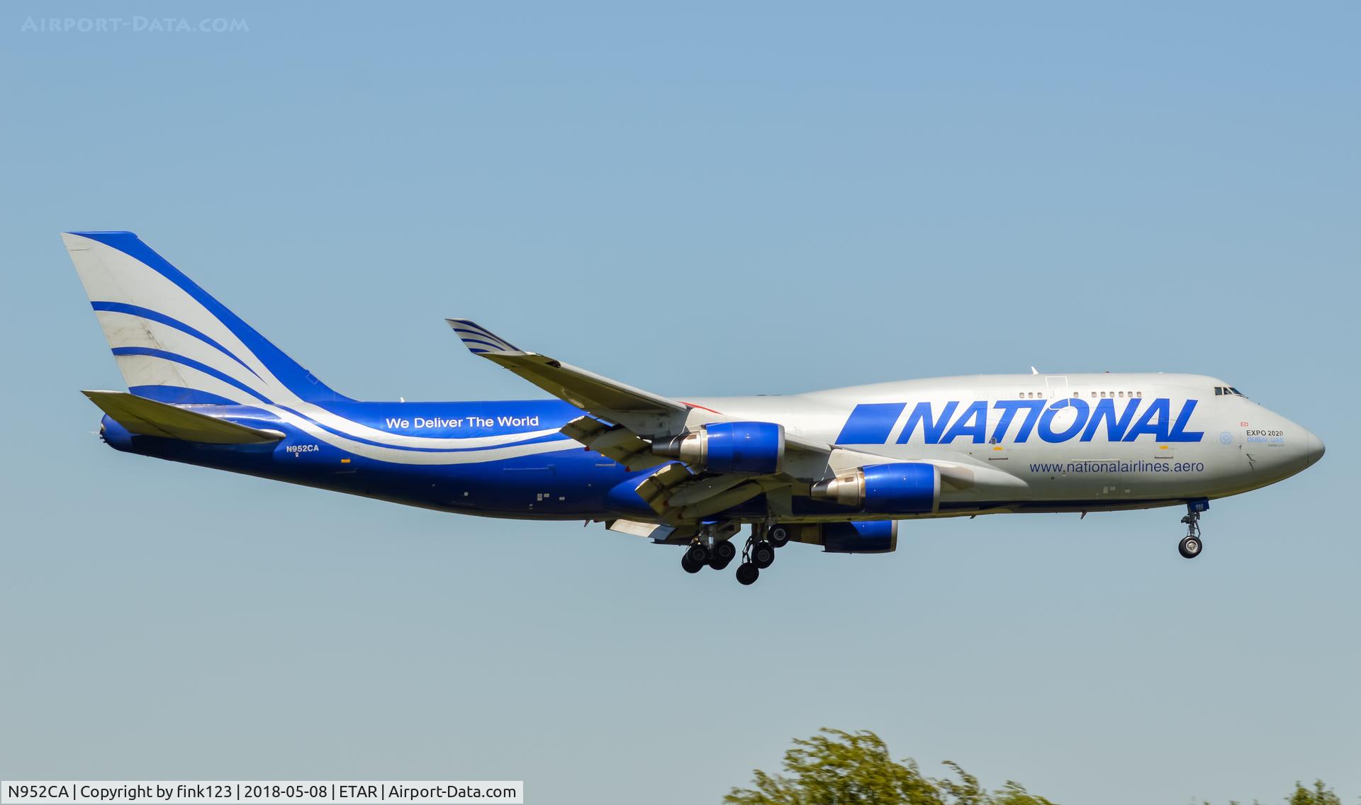 N952CA, 1991 Boeing 747-428M(BCF) C/N 25238, 747F landing at Ramstein