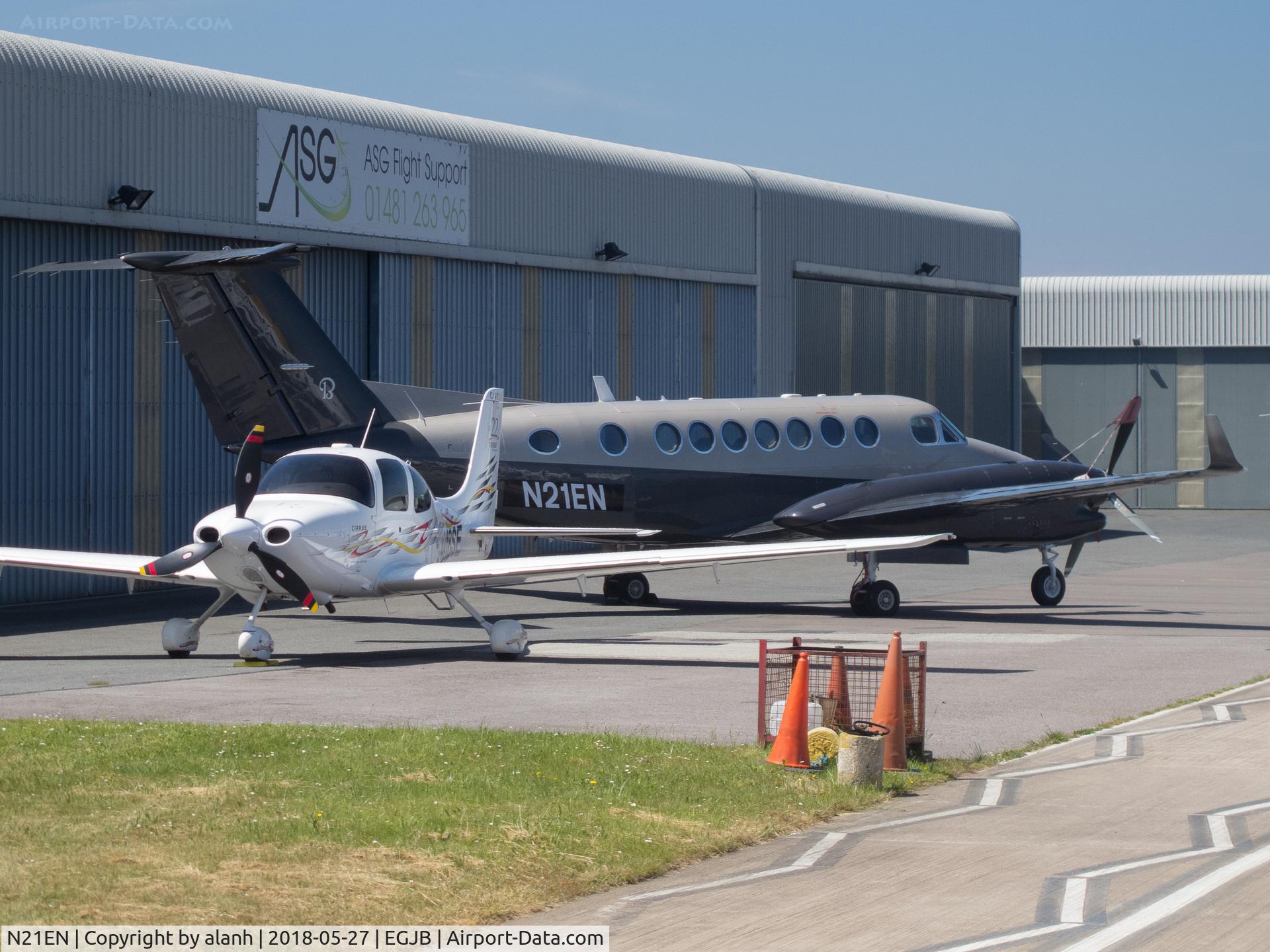N21EN, 2011 Hawker Beechcraft 350i Super King Air (B300) C/N FL-755, Parked outside ASG, Guernsey, after a registration change