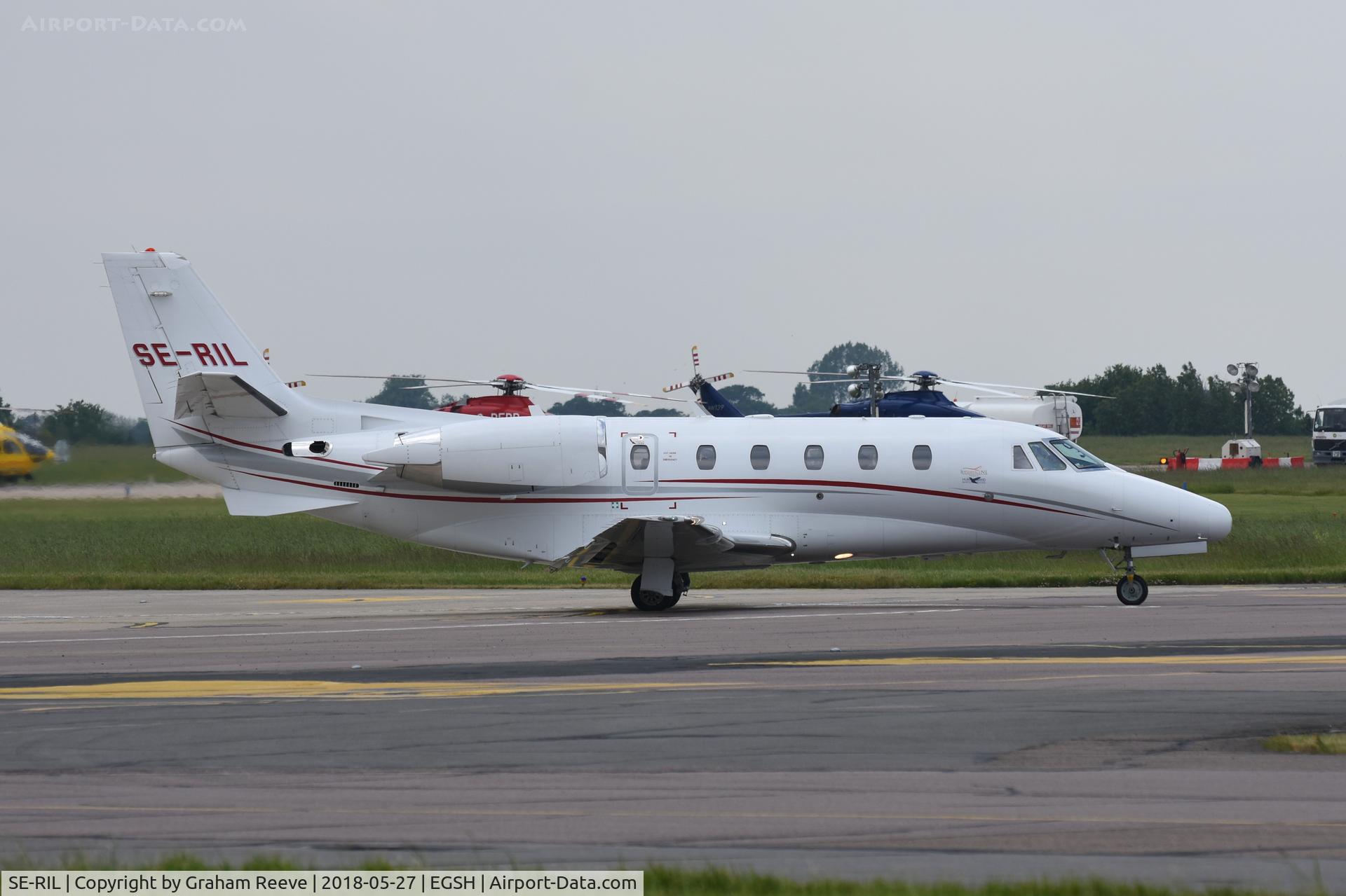 SE-RIL, 2008 Cessna 560XLS Citation Excel C/N 560-5777, Departing from Norwich.
