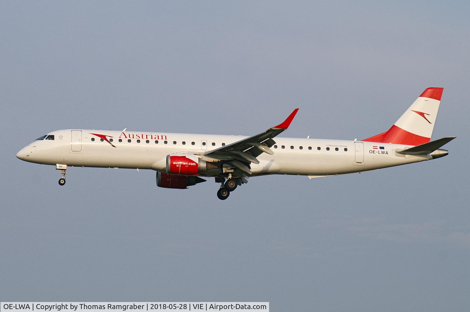 OE-LWA, 2009 Embraer 190LR (ERJ-190-200LR) C/N 19000314, Austrian Airlines Embraer 190LR