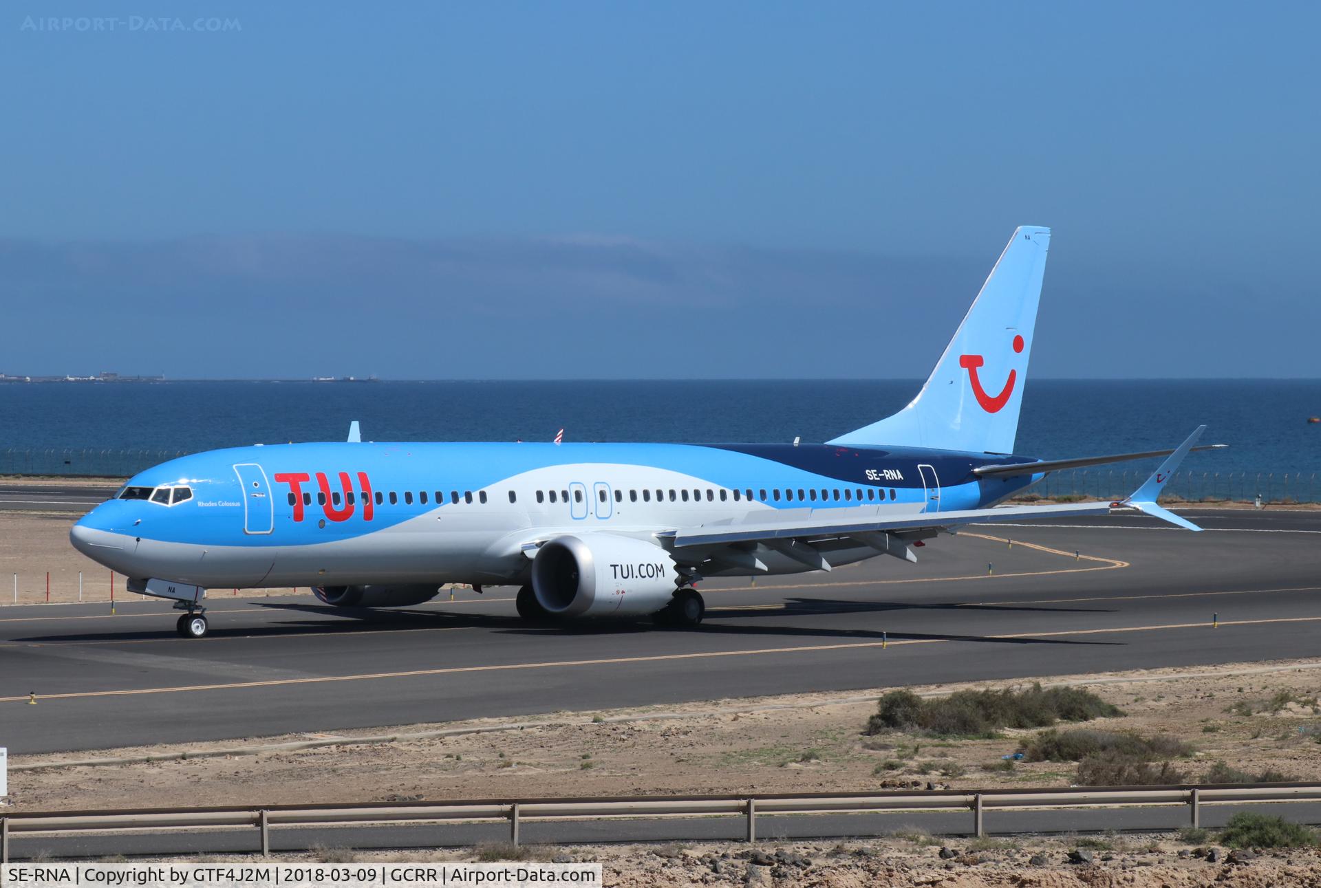 SE-RNA, 2018 Boeing 737-8 MAX C/N 44589, SE-RNA TUIfly Nordic at Lanzarote 9Mar18