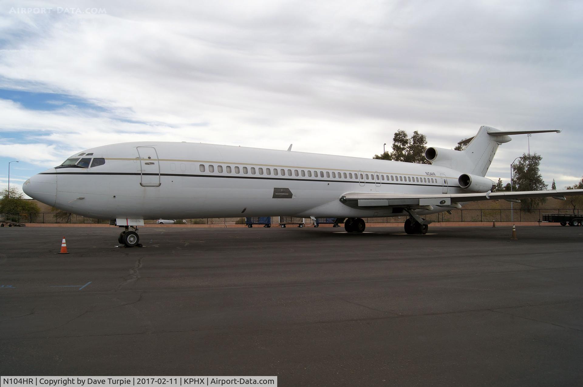 N104HR, 1979 Boeing 727-223 C/N 21525, Owned and flown by Paradigm Air.   At one time it was the team plane for the Houston Rockets of the NBA.