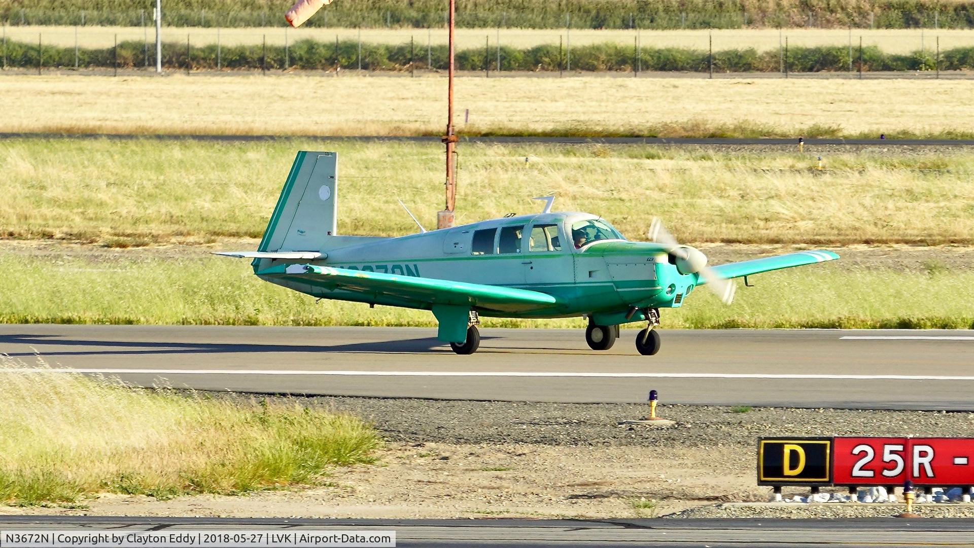 N3672N, 1967 Mooney M-20G Statesman C/N 680030, Livermore Airport California 2018.