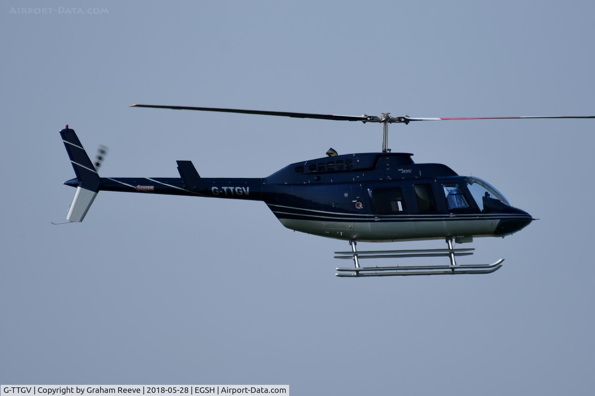 G-TTGV, 2008 Bell 206L-4 LongRanger IV LongRanger C/N 52381, Landing at Norwich.