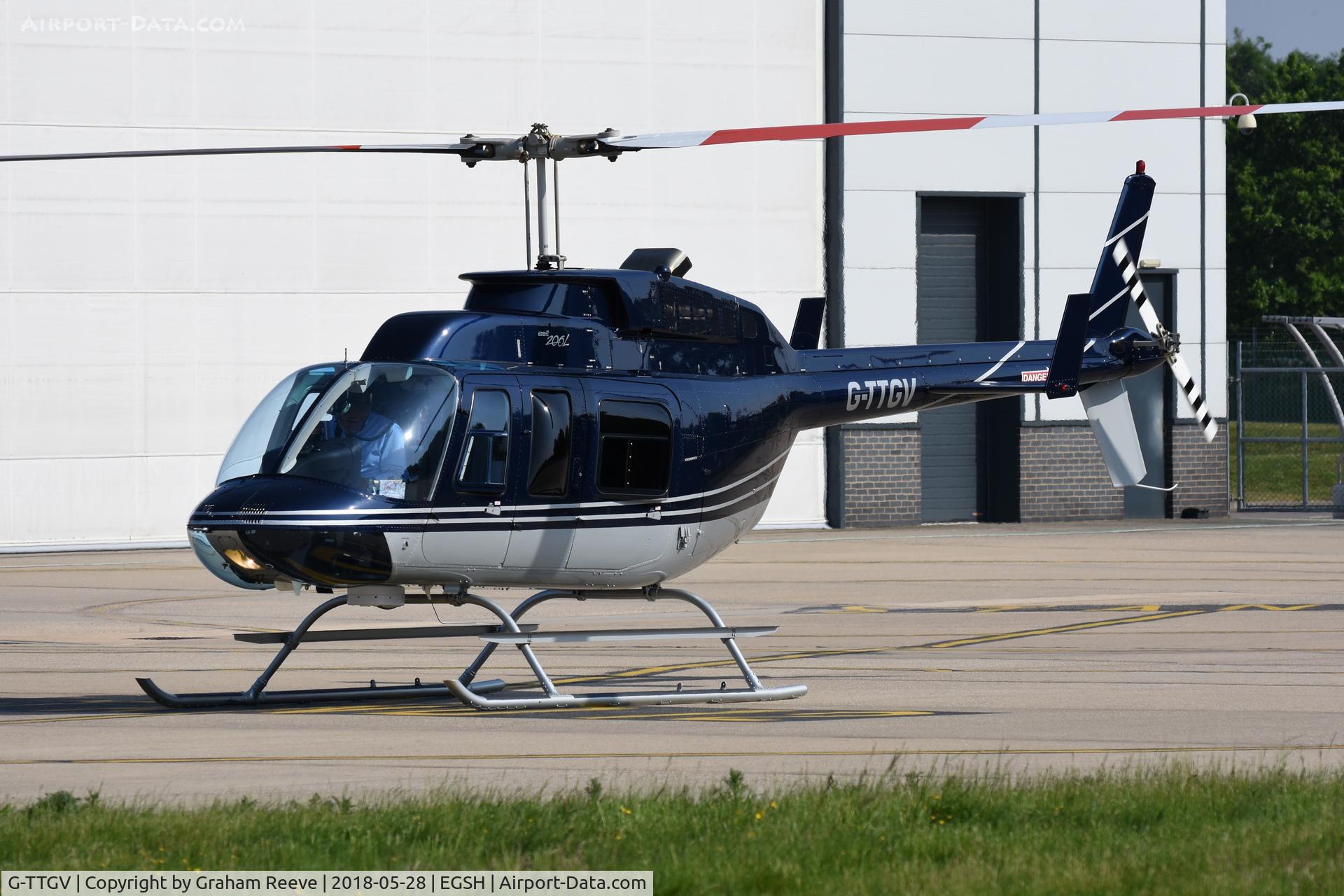 G-TTGV, 2008 Bell 206L-4 LongRanger IV LongRanger C/N 52381, Parked at Norwich.