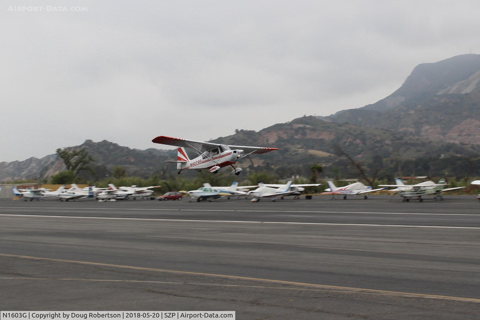 N1603G, 1968 Champion 7ECA Citabria C/N 609, 1968 Champion 7ECA  CITABRIA, Lycoming O-320 150 Hp, takeoff climb Rwy 22