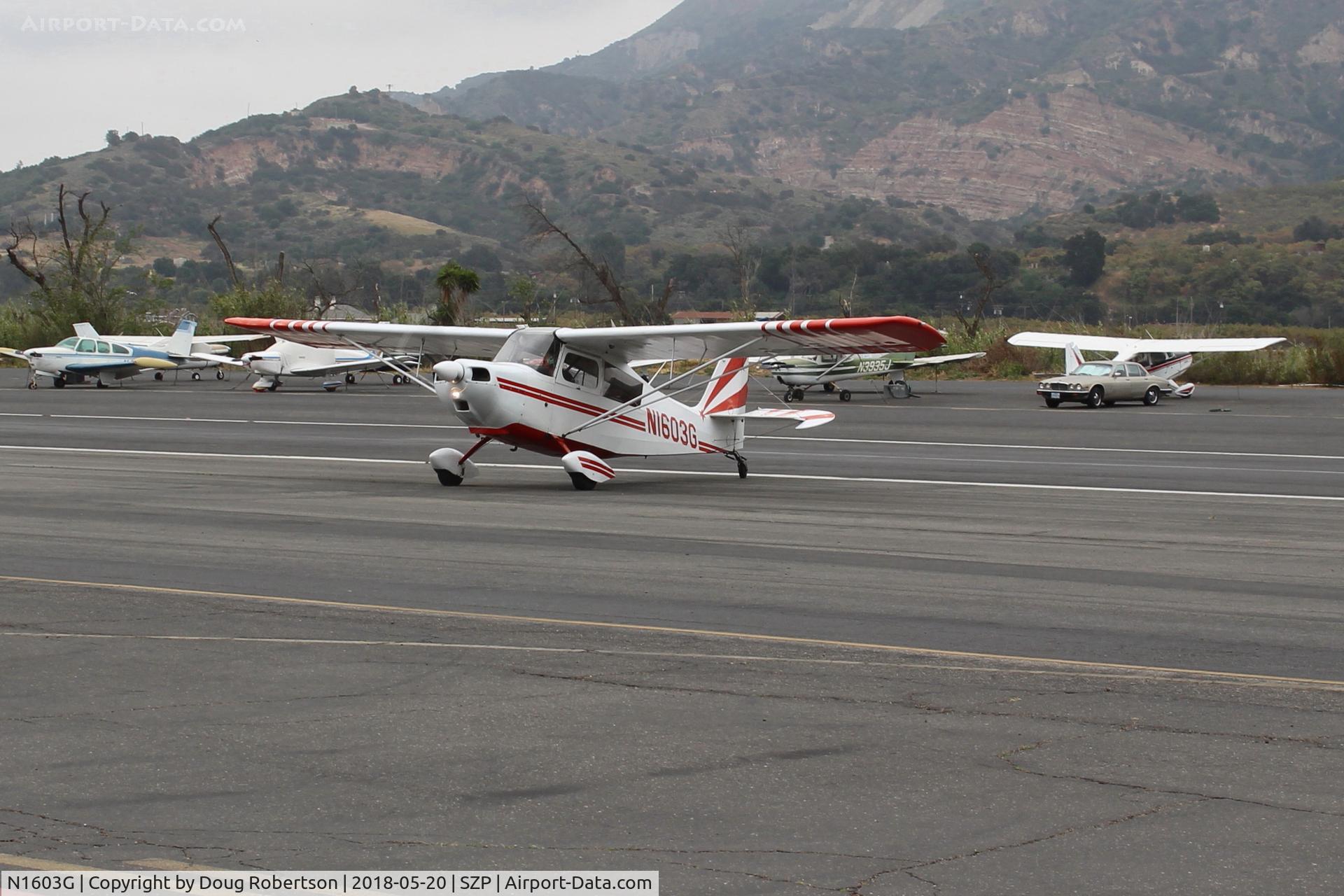 N1603G, 1968 Champion 7ECA Citabria C/N 609, 1968 Champion 7ECA CITABRIA, Lycoming O-320 150 Hp, taxi off the active