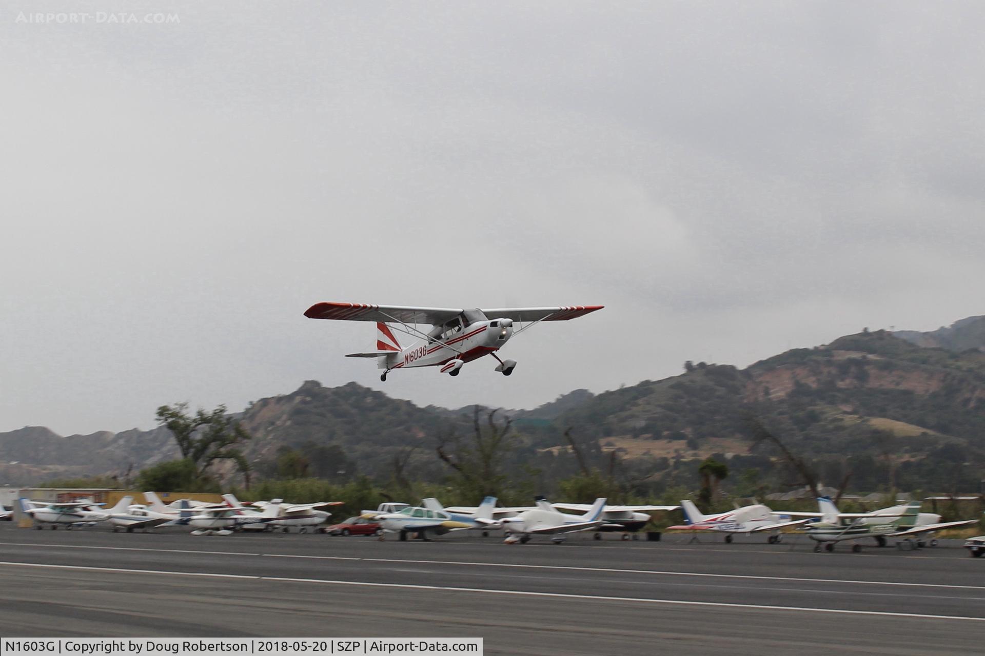 N1603G, 1968 Champion 7ECA Citabria C/N 609, 1968 Champion 7ECA CITABRIA, Lycoming O-320 150 Hp, takeoff climb Rwy 22