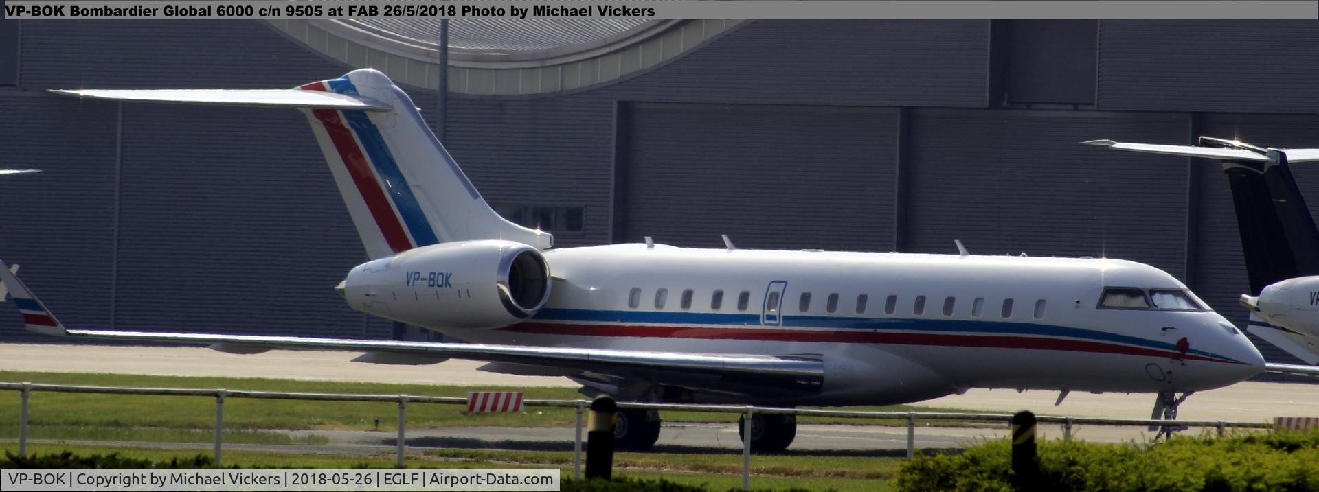 VP-BOK, 2012 Bombardier BD 700-1A10 Global 6000 C/N 9505, Parked up on the ramp