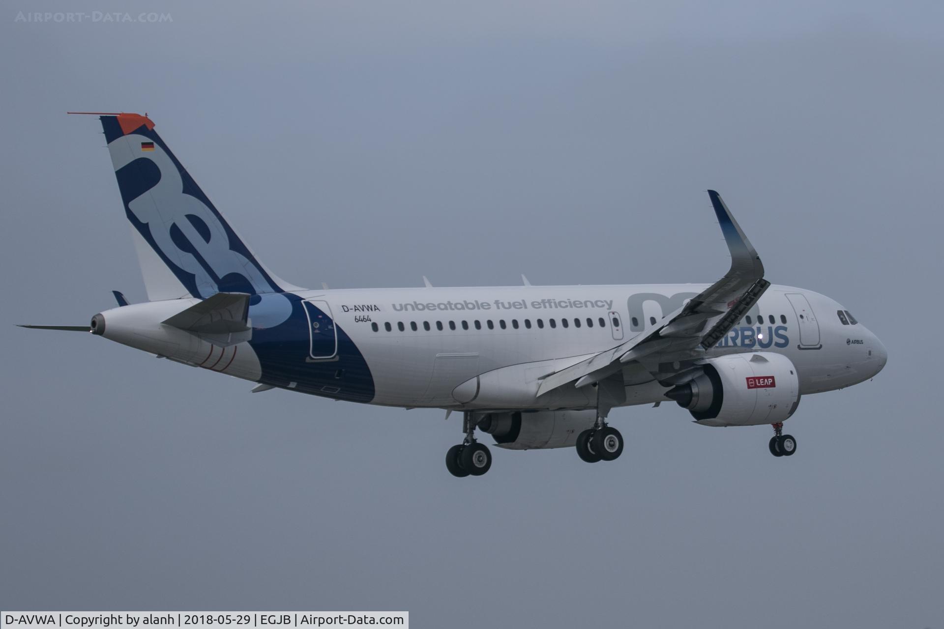 D-AVWA, 2017 Airbus A319-151N C/N 6464, Climbing out from a test approach at Guernsey