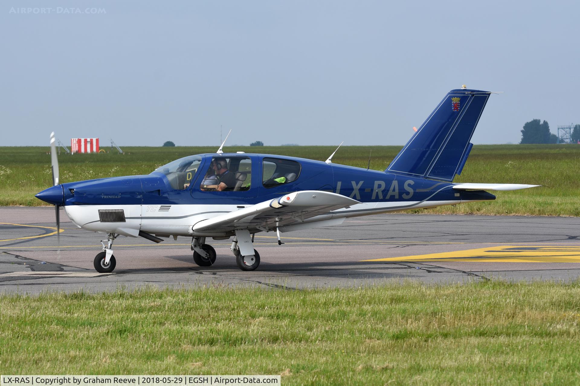 LX-RAS, 1987 Socata TB-21 TC Trinidad C/N 721, Just landed at Norwich.
