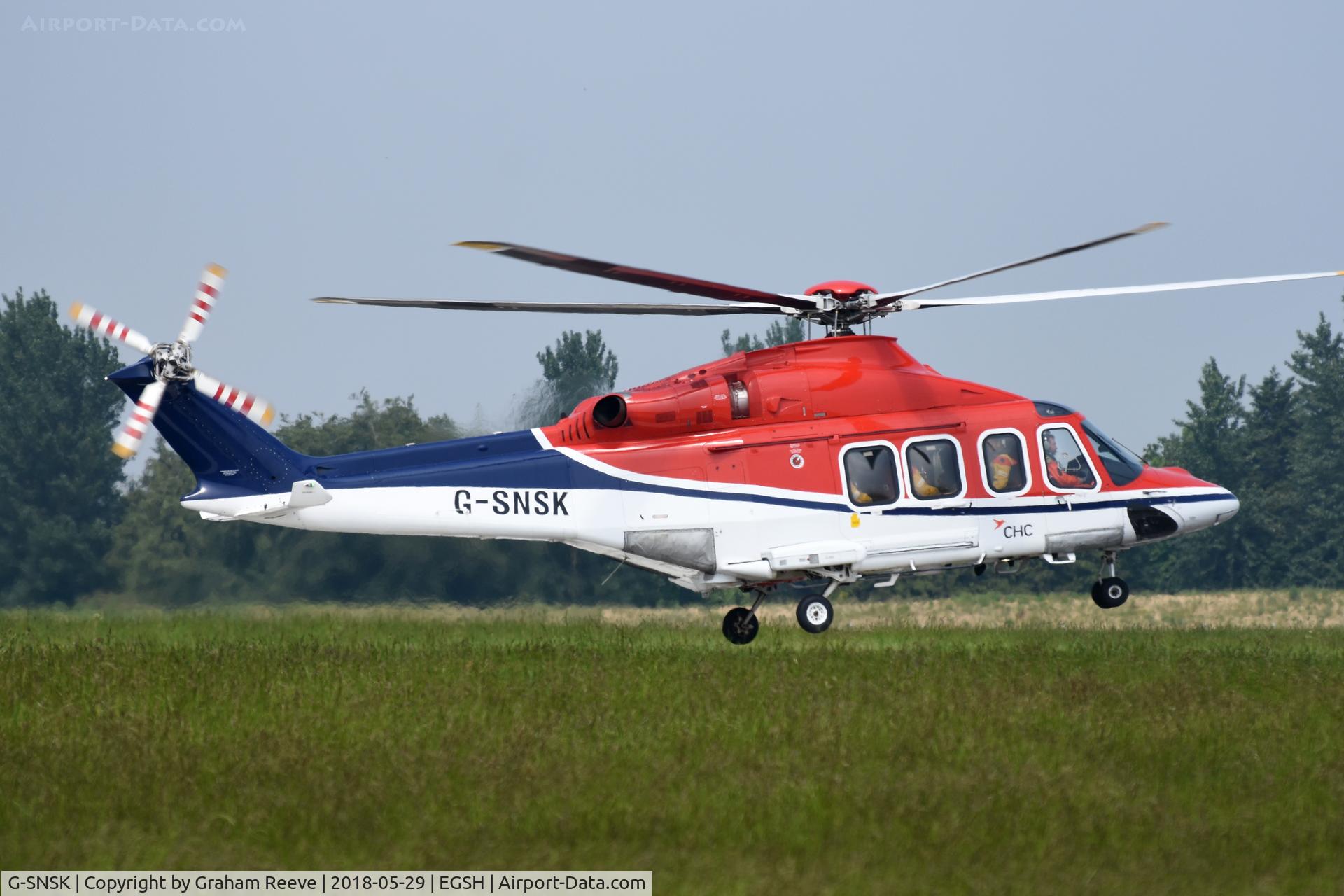 G-SNSK, 2013 AgustaWestland AW-139 C/N 41354, Landing at Norwich.
