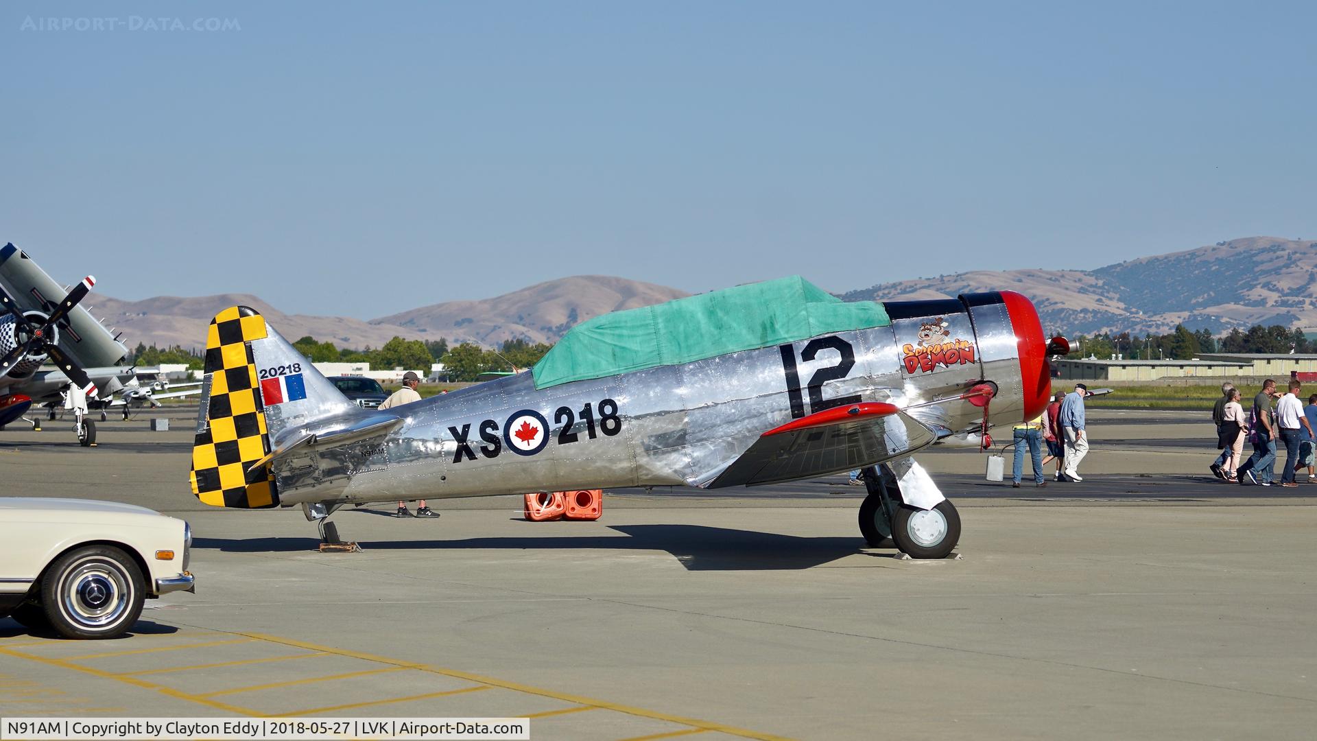 N91AM, 1951 North American Harvard 4 C/N 20218, Livermore Airport California 2018.