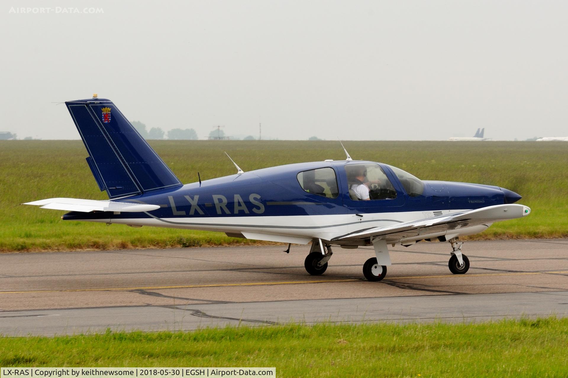 LX-RAS, 1987 Socata TB-21 TC Trinidad C/N 721, Leaving Norwich for Luxembourg.