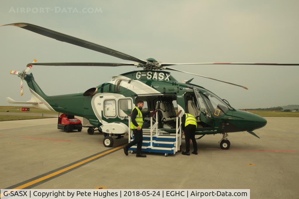 G-SASX, 2018 Leonardo AW-169 C/N 69064, G-SASX AW169 Island Helicopters at Lands End on arrival from Scilly on the fourth day of the new service
