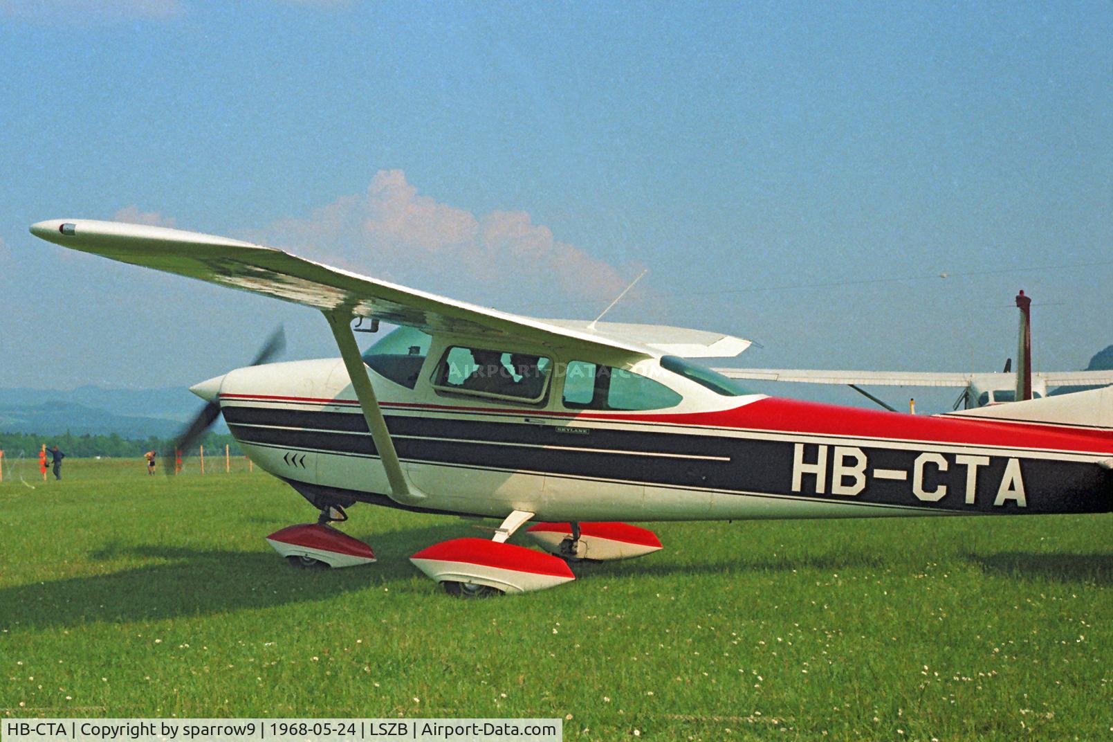 HB-CTA, 1967 Cessna 182L Skylane C/N 18258637, GA-show at Berne-Belp. Scanned from a slide.
Registration date in profile must be wrong.
Plane crashed 1991-03-04.