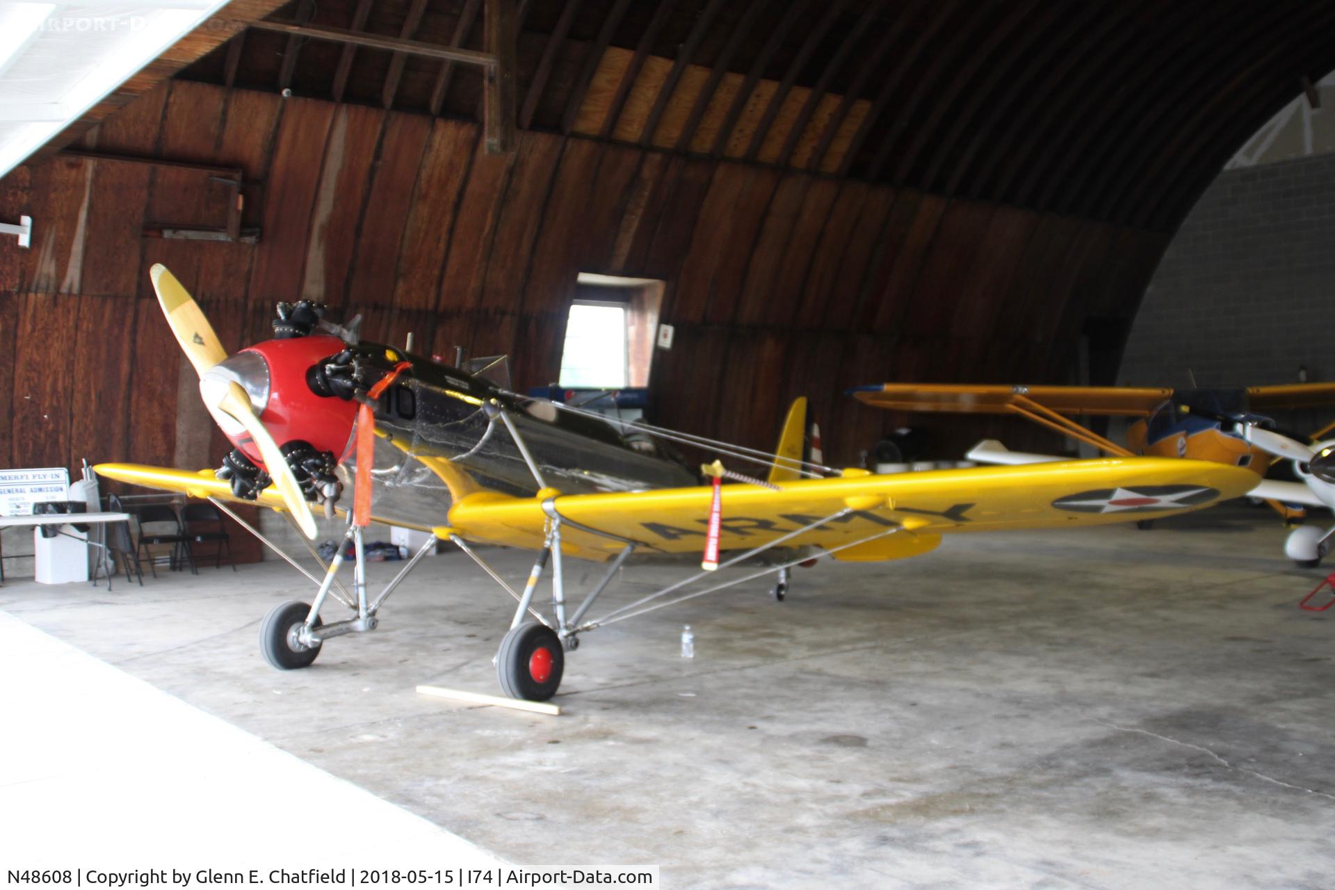 N48608, 1942 Ryan PT-22 Recruit (ST3KR) C/N 1905, In the hangar at Grimes Field, Urbana, OH. PT-22 41-20696