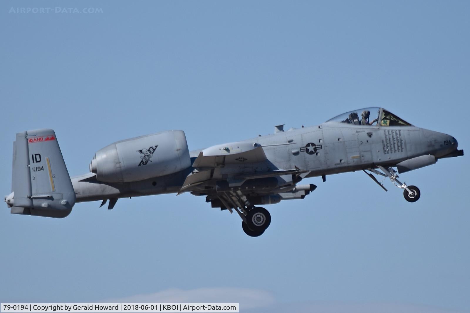 79-0194, 1979 Fairchild Republic A-10C Thunderbolt II C/N A10-0458, Departing RWY 28L.  190th Fighter Sq., 124th Fighter Wing, Idaho ANG.