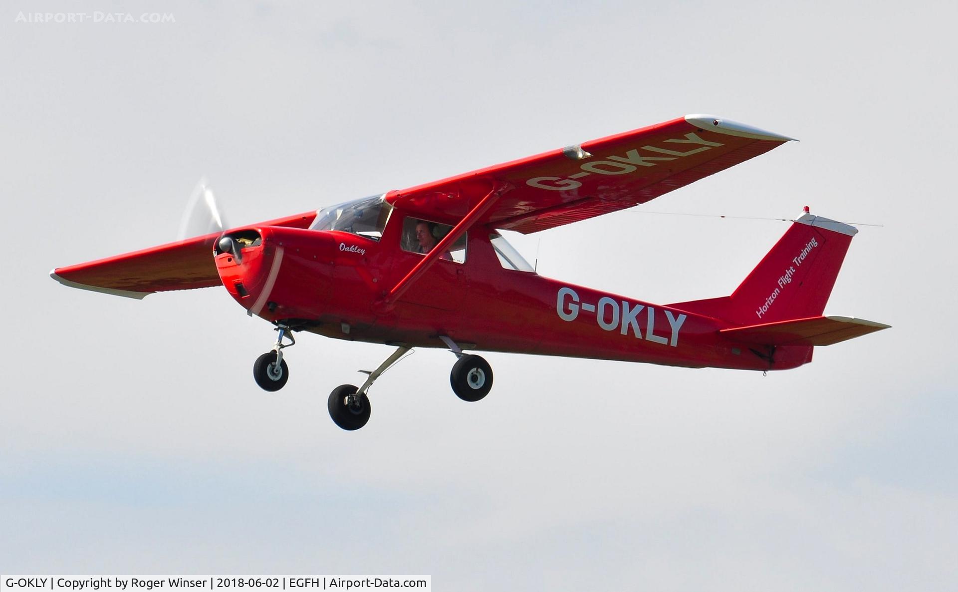 G-OKLY, 1970 Reims F150K C/N 0577, Visiting F150K operated by Horizon Flight Training departing Runway 22 