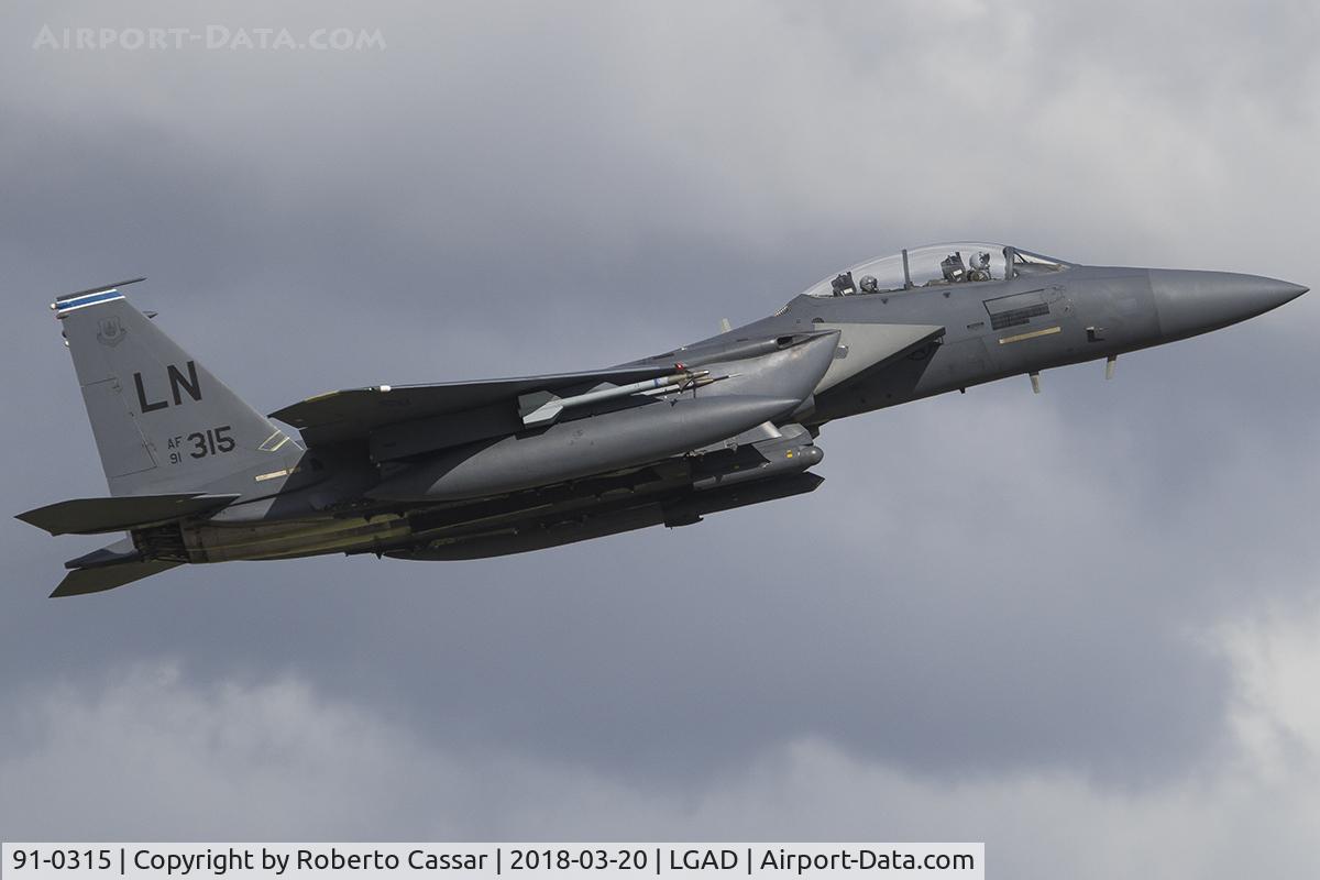 91-0315, 1991 McDonnell Douglas F-15E Strike Eagle C/N 1222/E180, Exercise Iniochos 2018
