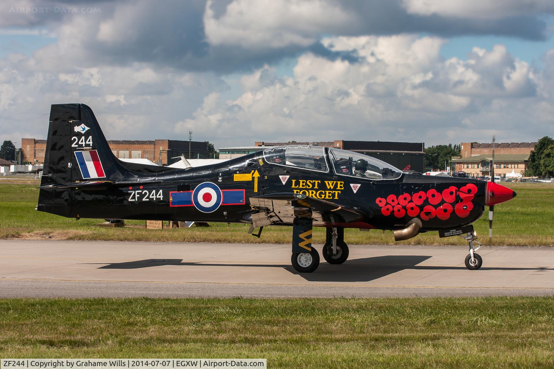 ZF244, 1990 Short S-312 Tucano T1 C/N S050/T45, Shorts Tucano T1 ZF244 1 FTS RAF Waddington 7/7/14 (special markings)
