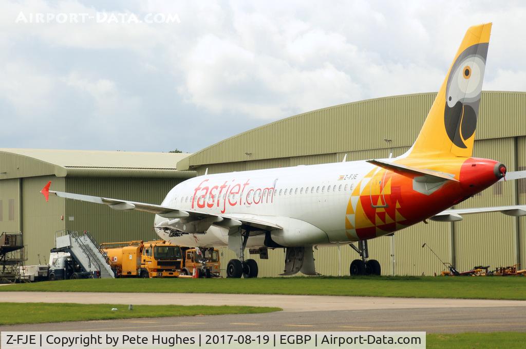 Z-FJE, 2004 Airbus A319-131 C/N 2281, Z-FJE A319 now with no engines bur still otherwise intact at Kemble